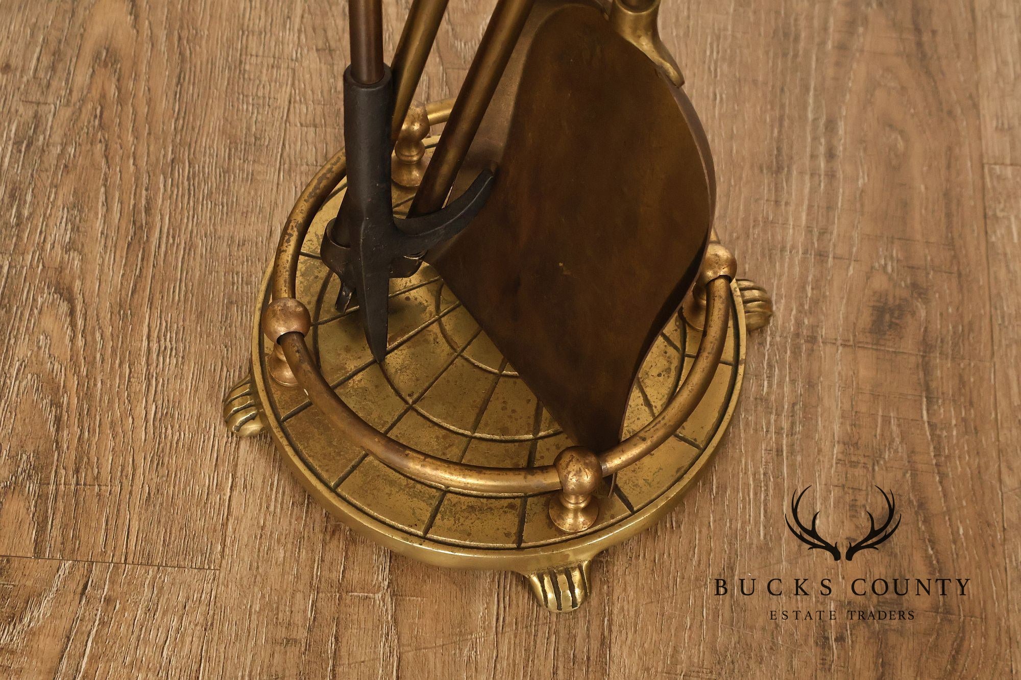 Traditional Brass Fireplace Four-Piece Tool Set