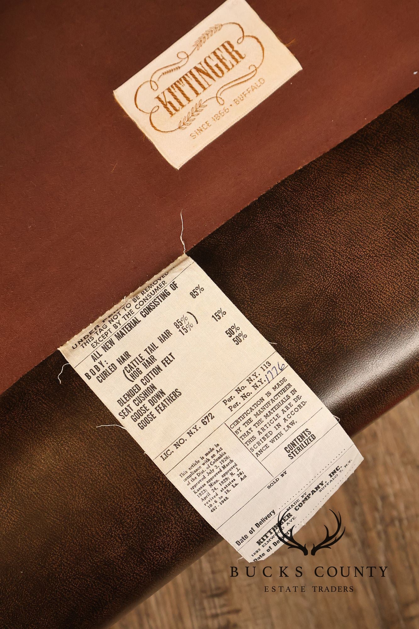 Kittinger Colonial Williamsburg Chippendale Style Pair Leather Wing Chairs