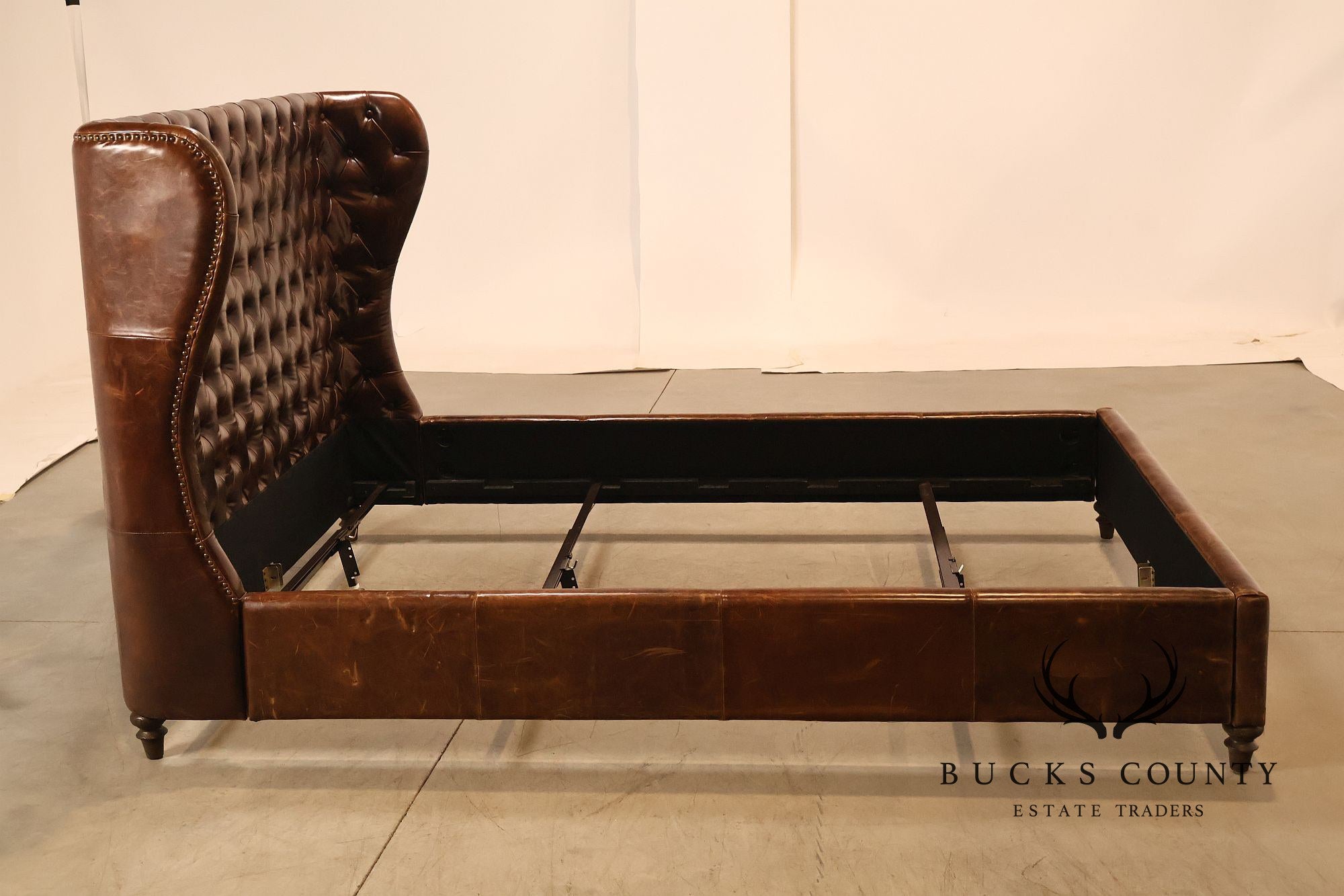 Restoration Hardware 'Churchill' Tufted Leather Queen Bed
