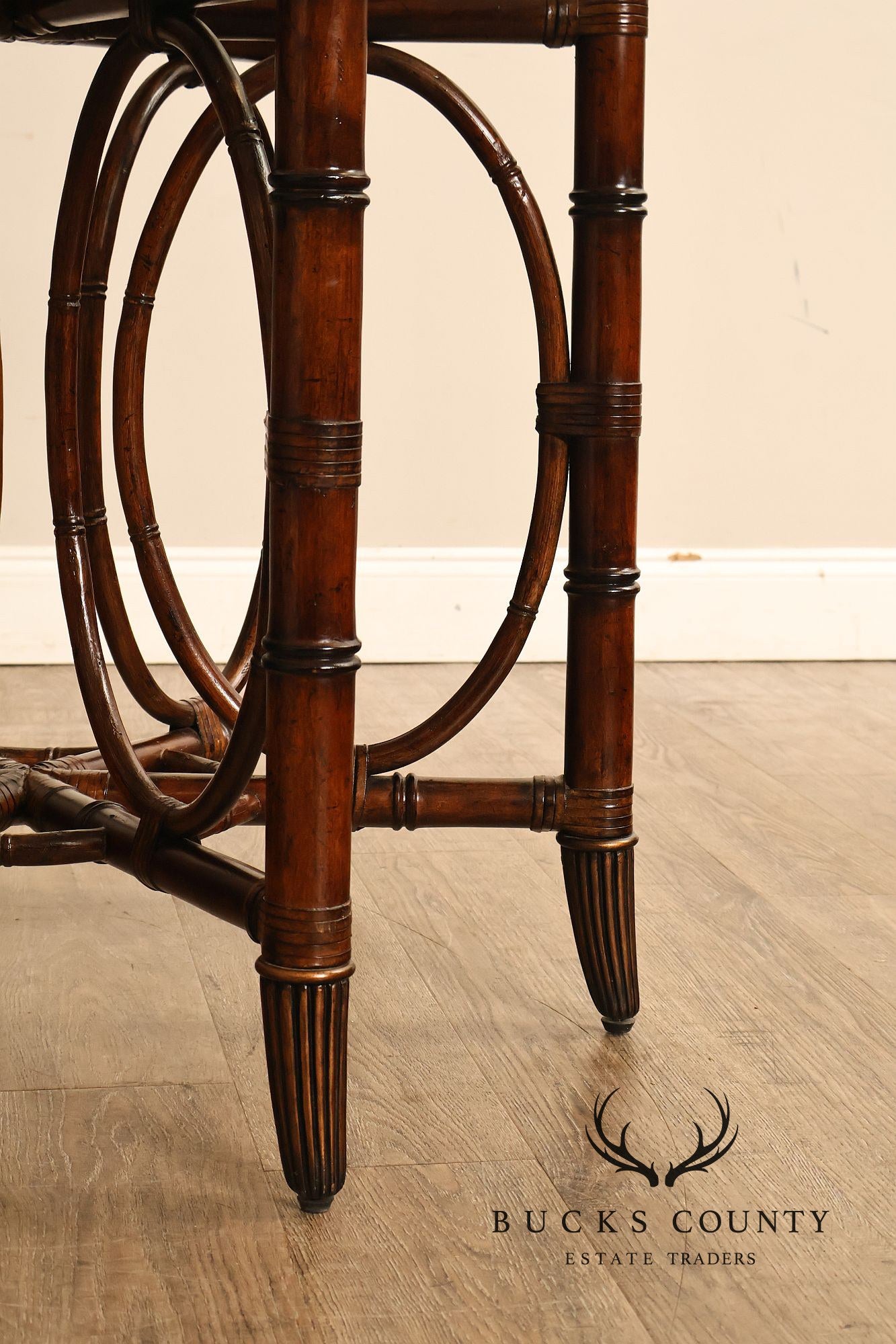 Faux Bamboo Base 48" Round Glass Top Dining Table