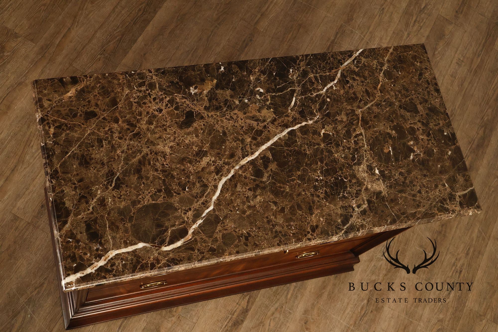 Henkel Harris Empire Style Marble Top Mahogany Chest Of Drawers