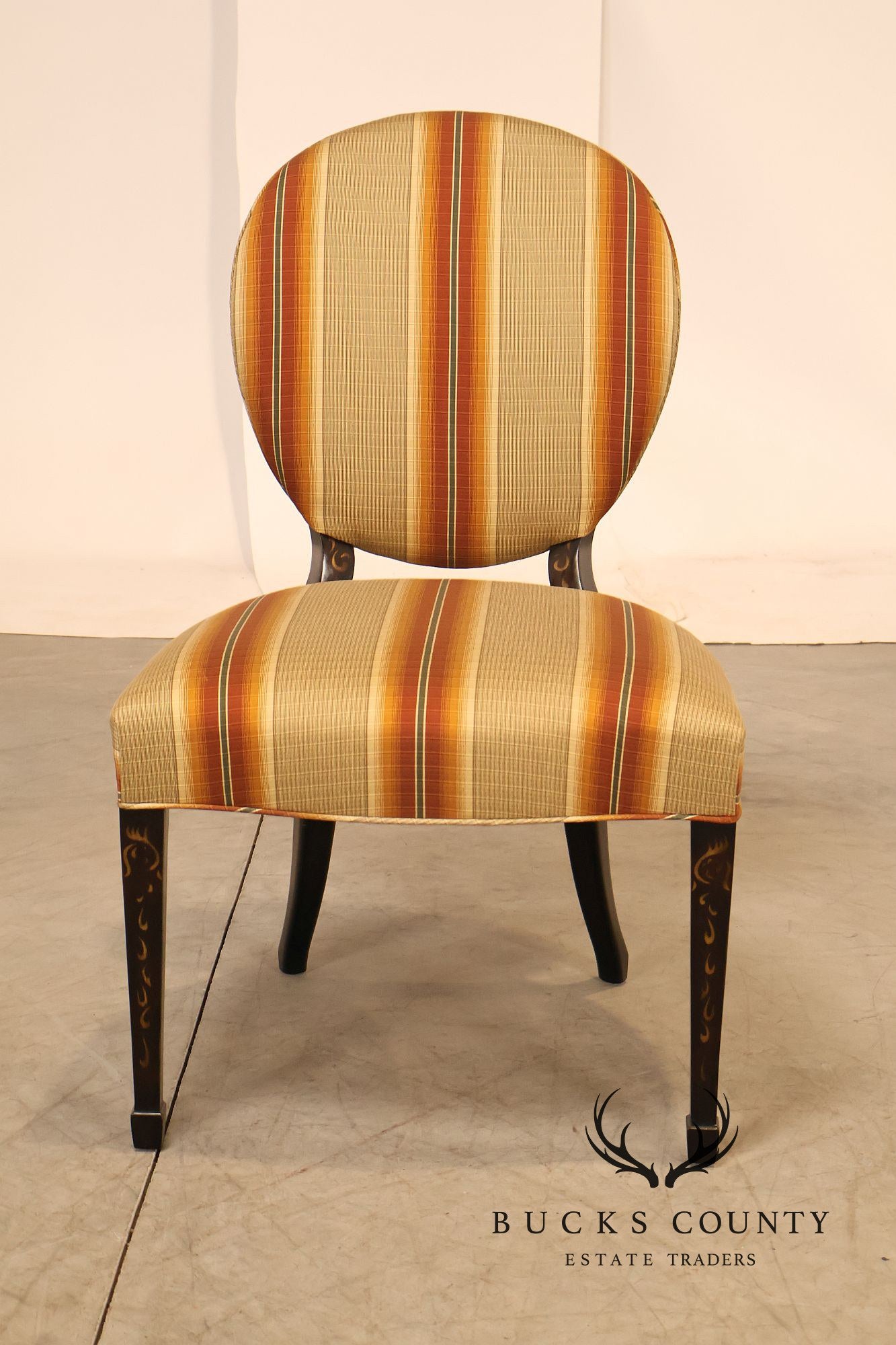 Baker Furniture Set Of Eight Oval Back Dining Chairs