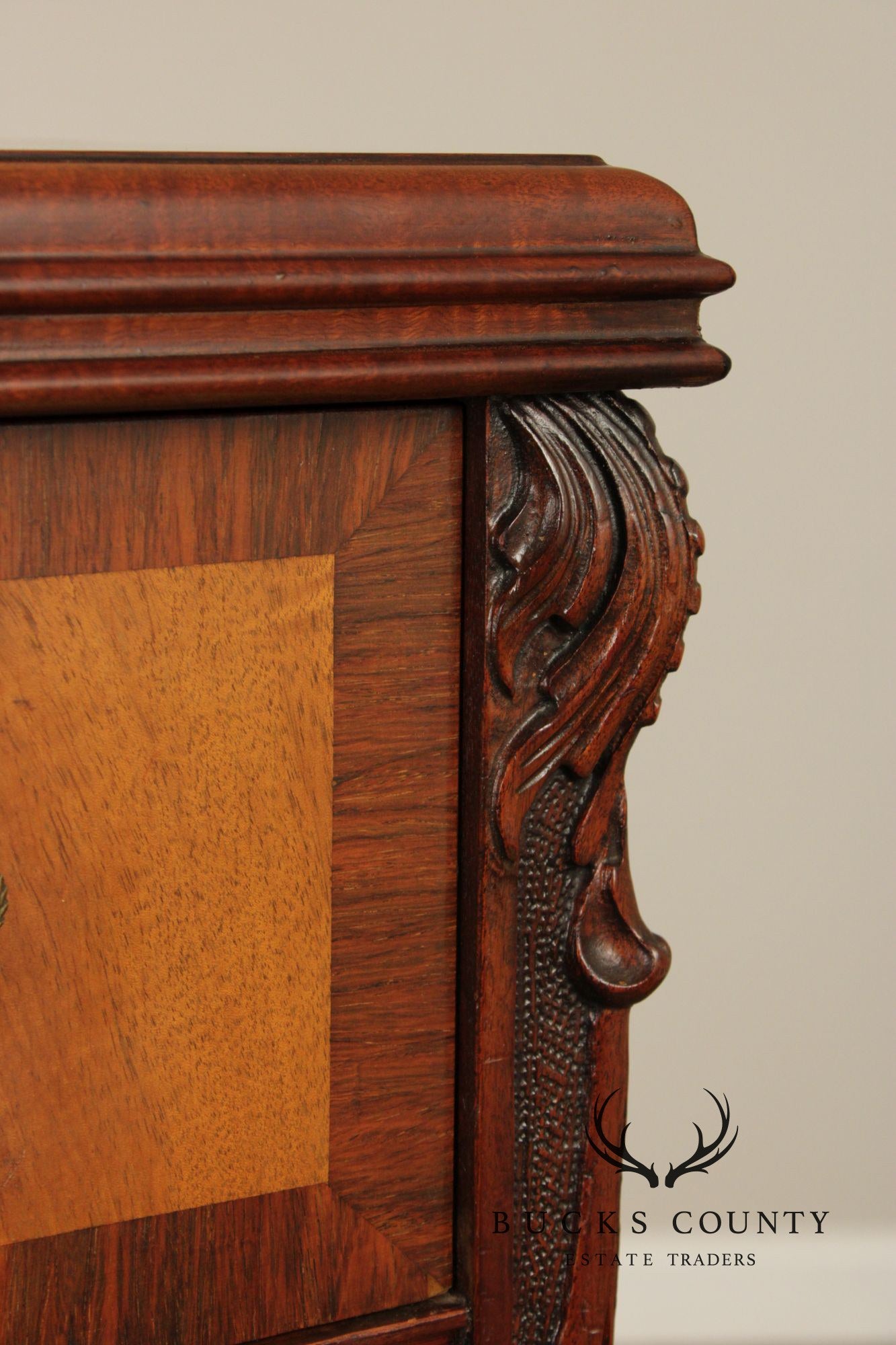 1930's Georgian Style Carved Mahogany Tall Chest