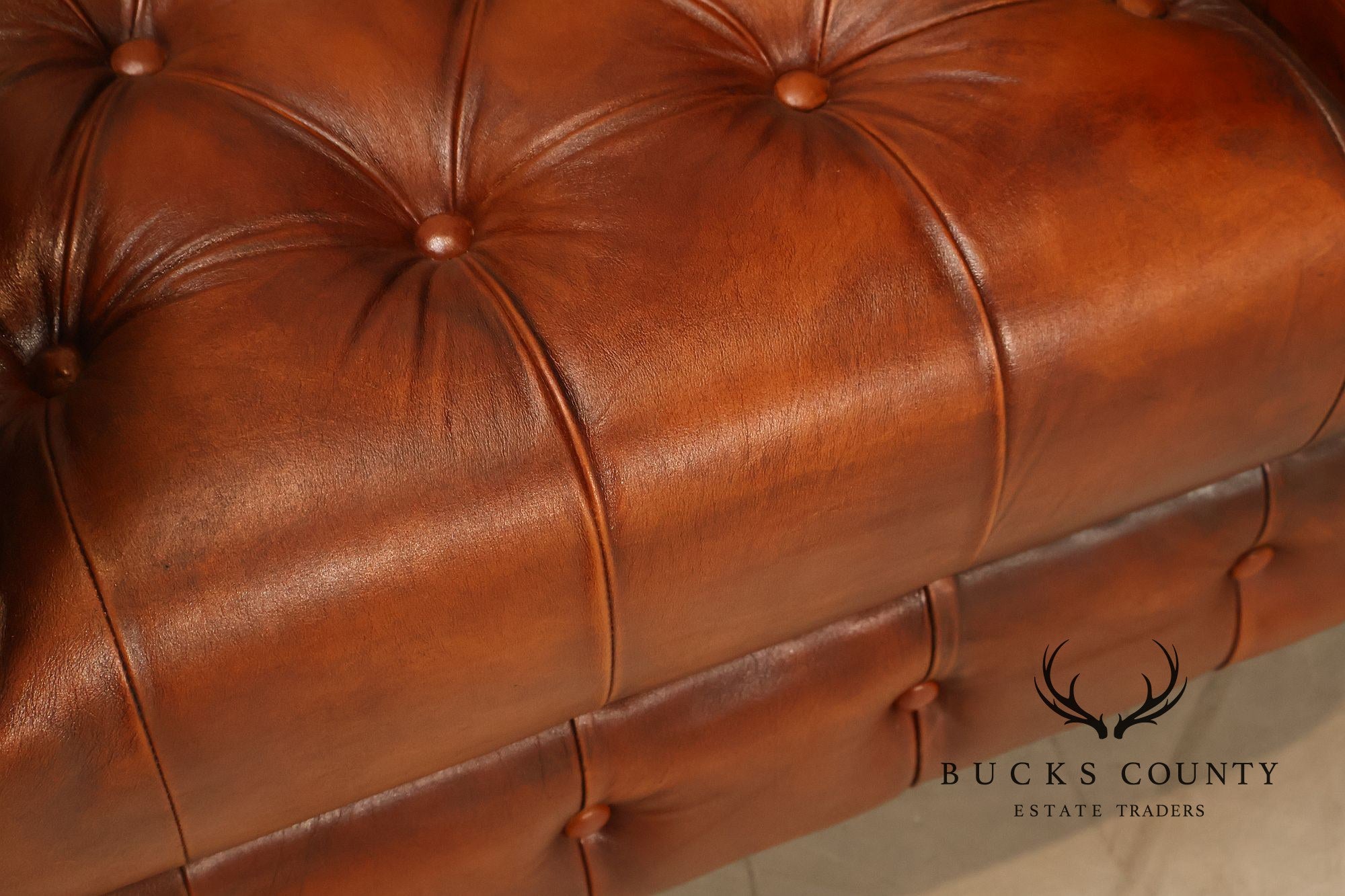 Chesterfield Style Pair of Brown Leather Club Chairs