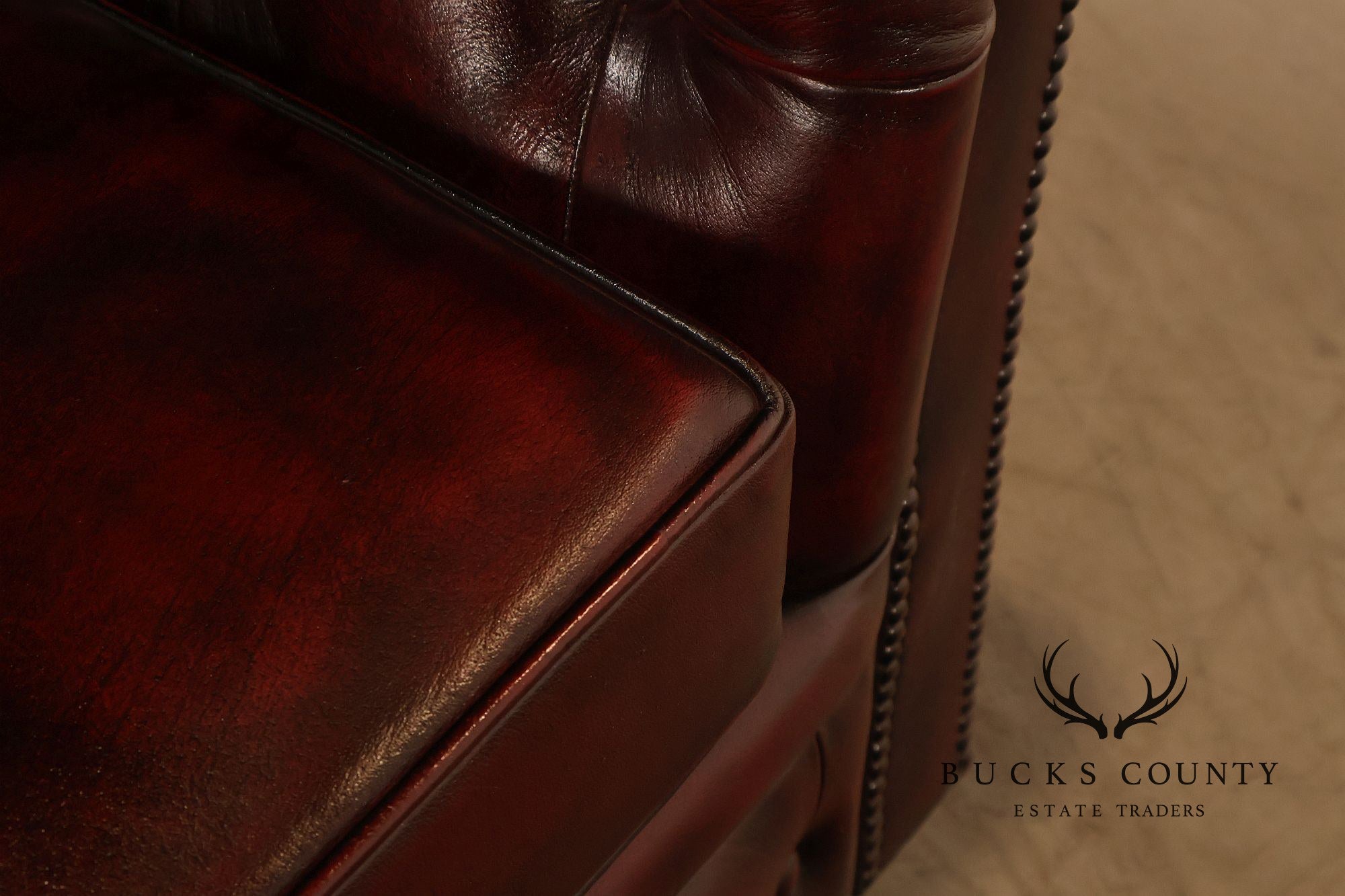 Chesterfield Style Oxblood Leather Sofa