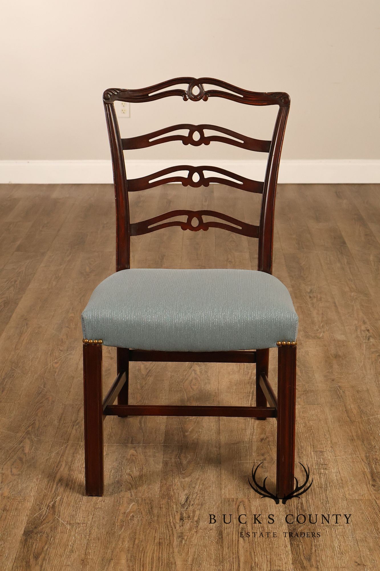 1940's Chippendale Style Set Of Six Mahogany Ladder Back Dining Chairs
