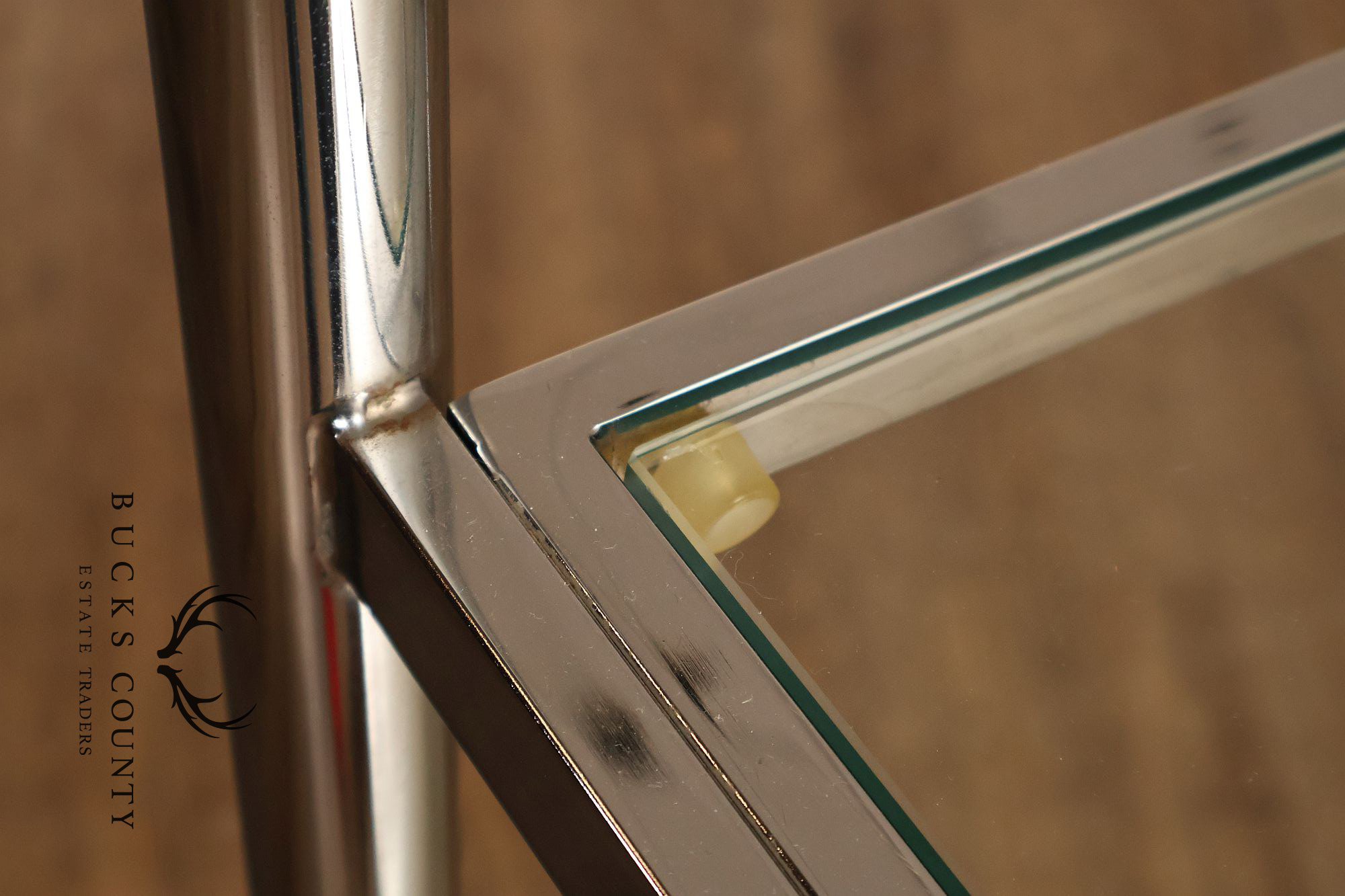 Italian Regency Style Chrome and Glass Etagere Shelf