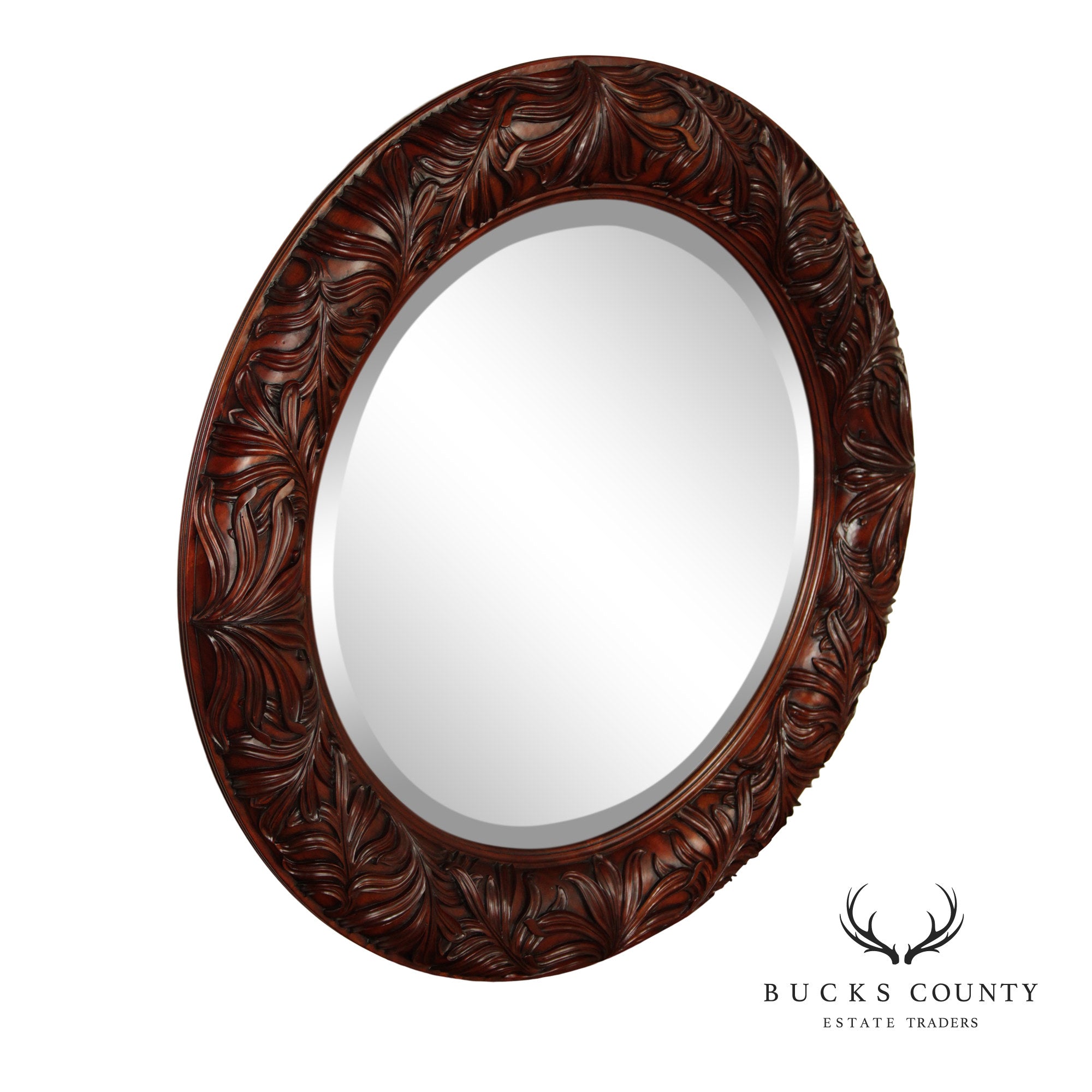 Ethan Allen British Classics Round Foliate Carved Frame Wall Mirror