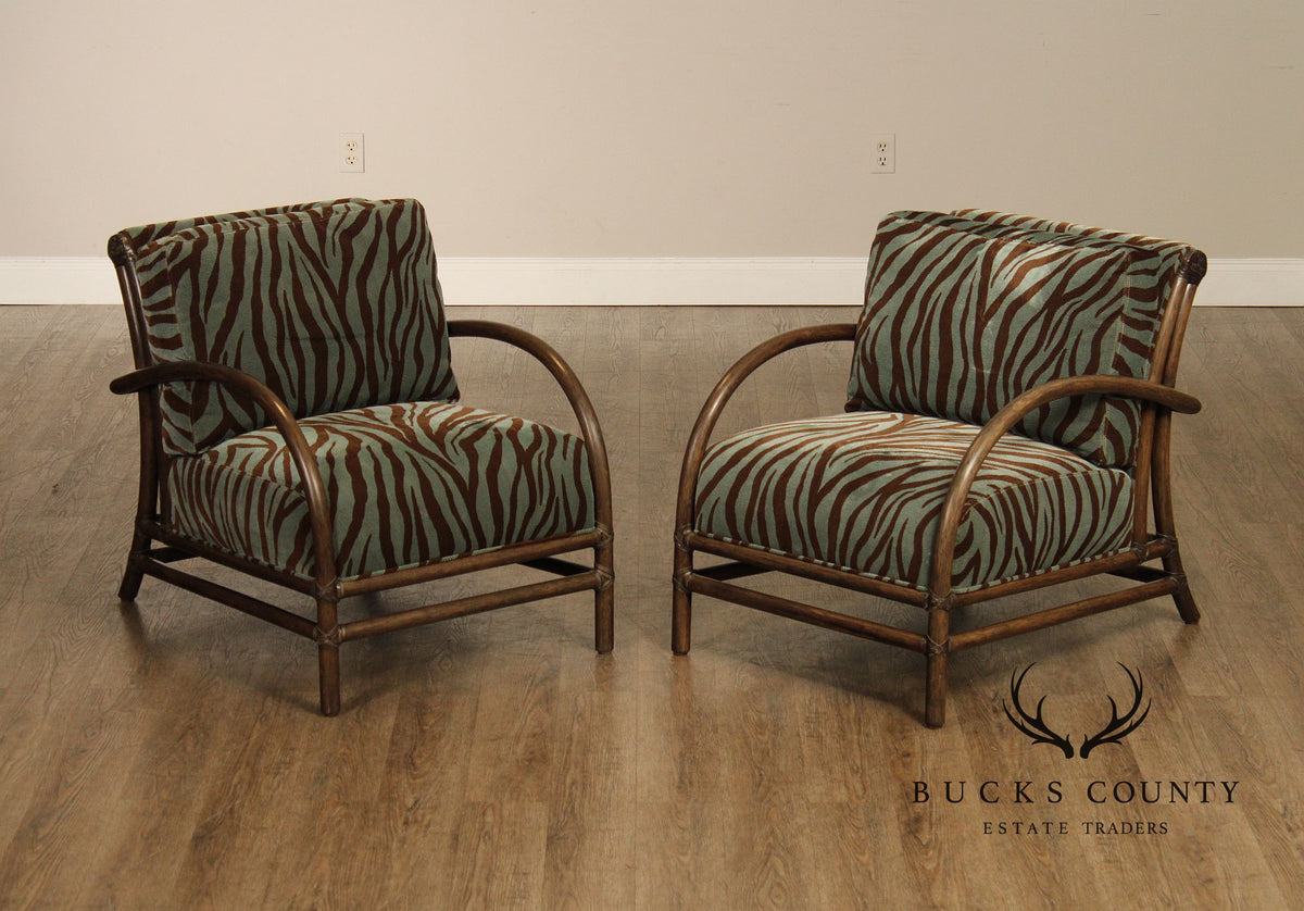 McGuire Pair of 'Toscana' Rattan Lounge Chairs