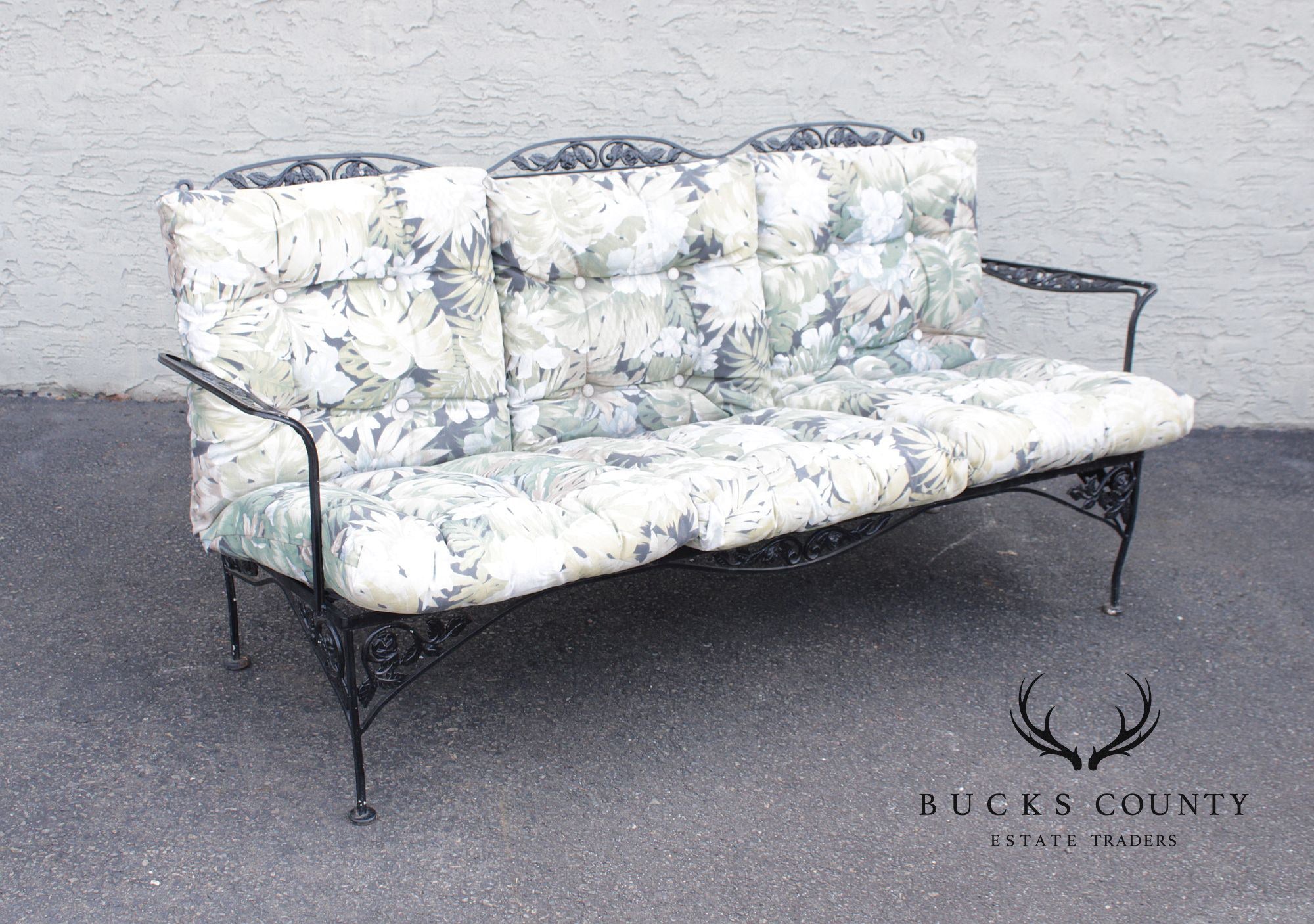 Meadowcraft Vintage Wrought Iron Outdoor Garden Sofa