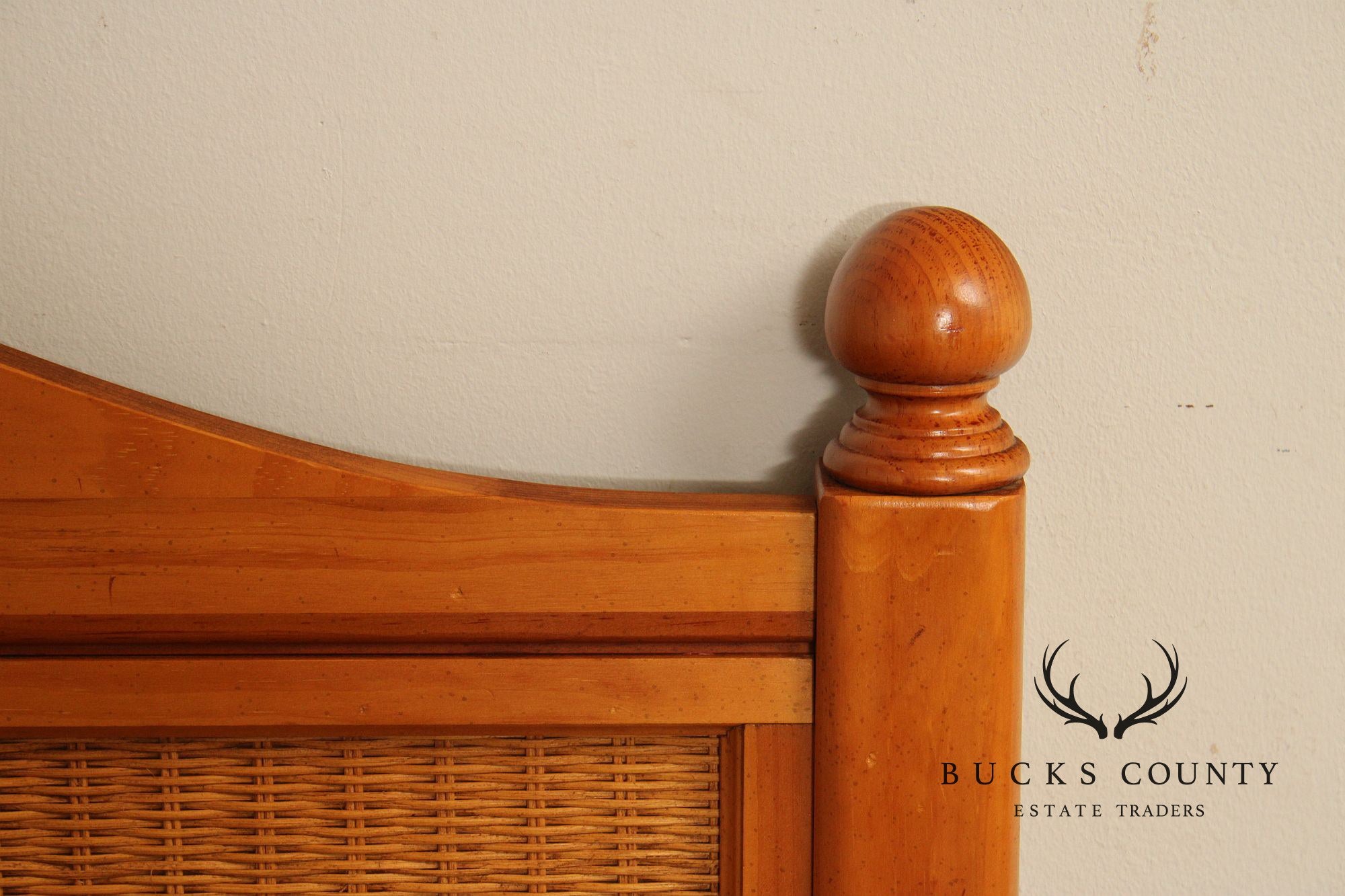 Stanley Furniture Country Pine and Wicker Twin Headboard