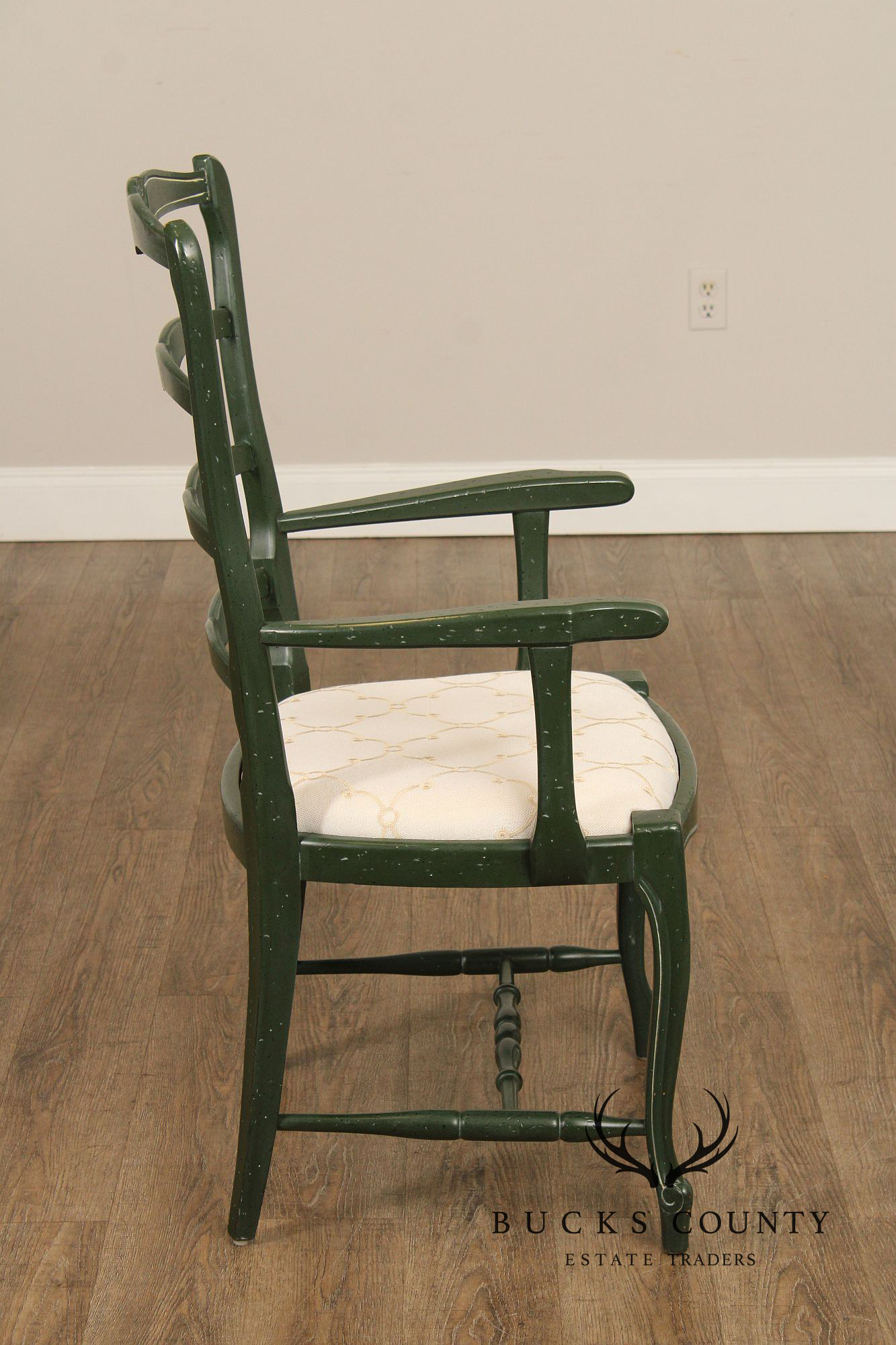 French Country Style Pair of Painted Ladderback Armchairs