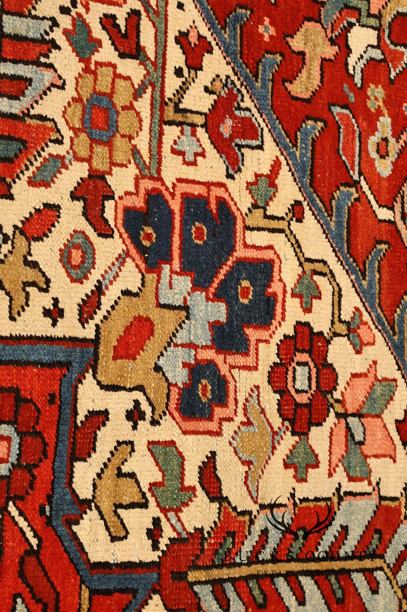 Antique Hand Knotted Persian Heriz Room Size Rug 12' X 15'