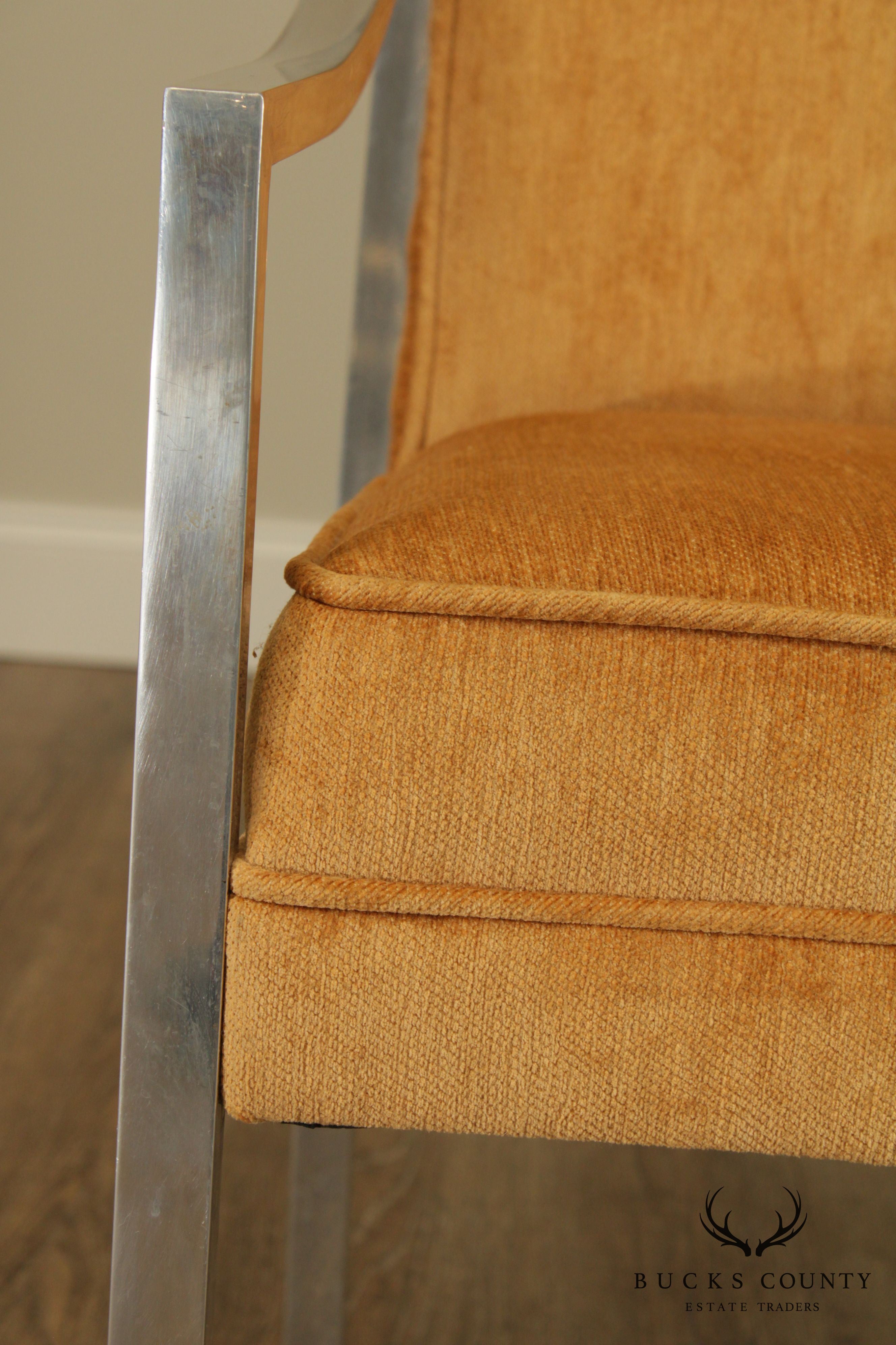 Mid Century Modern Aluminum Frame Upholstered Armchair