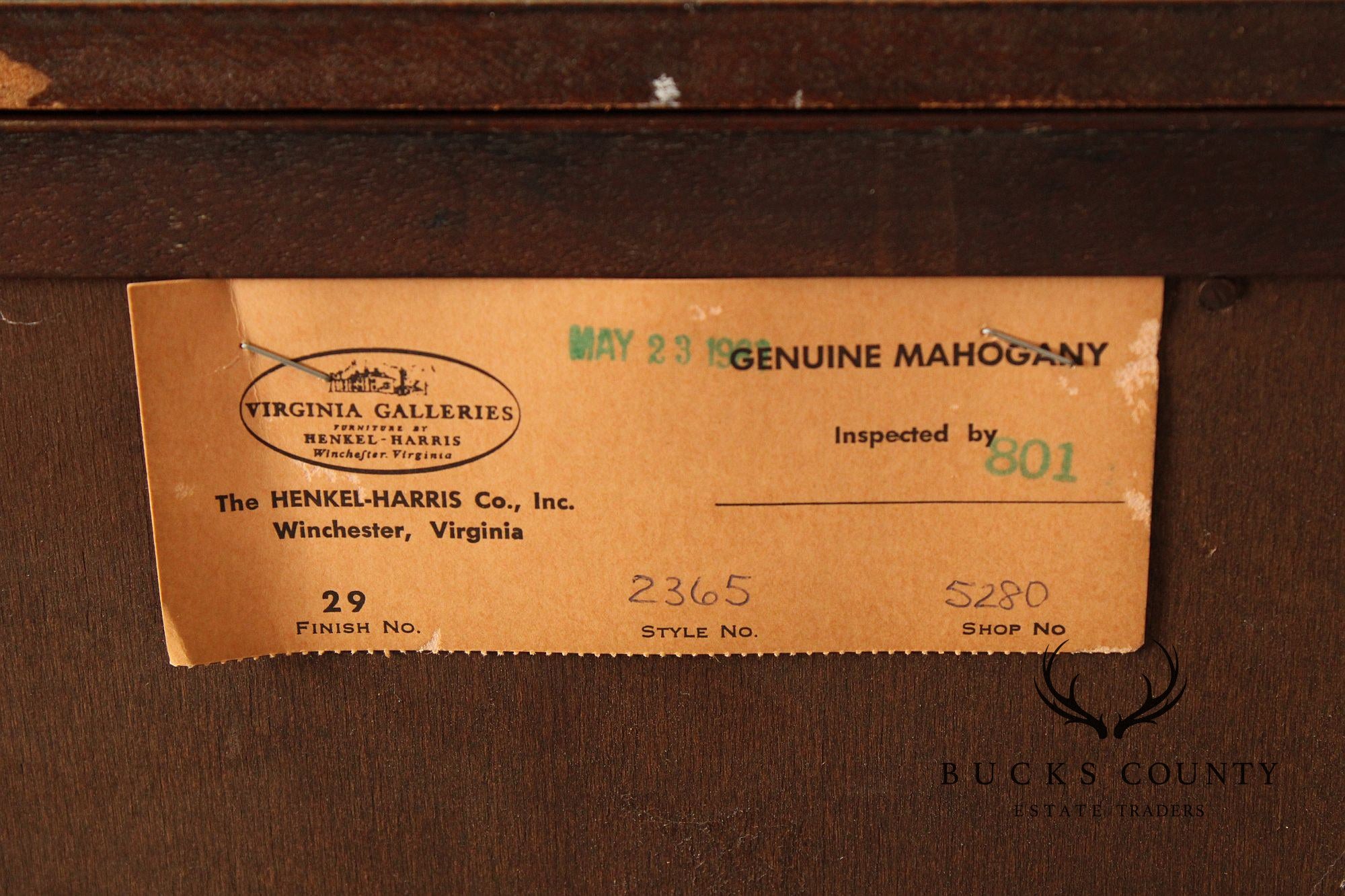 Henkel Harris Georgian Style Inlaid Mahogany Breakfront Bookcase