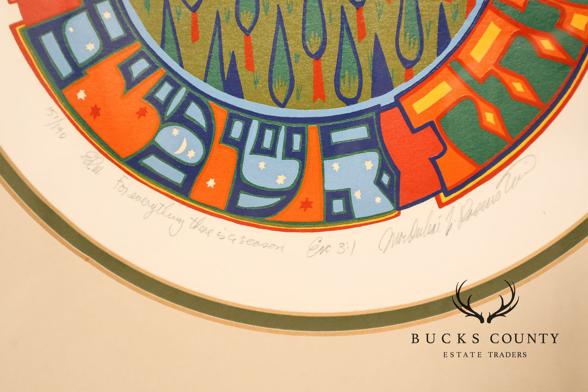 Mordechai Rosenstein Judaica Serigraph, 'For Everything There's a Season'