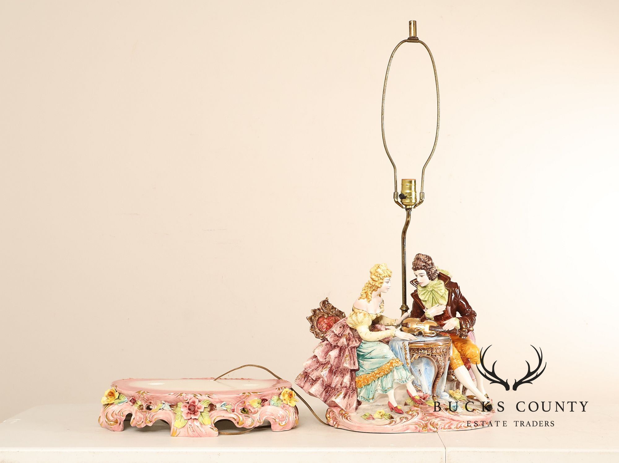 Italian Hand Painted Capodimonte Porcelain Table Lamp