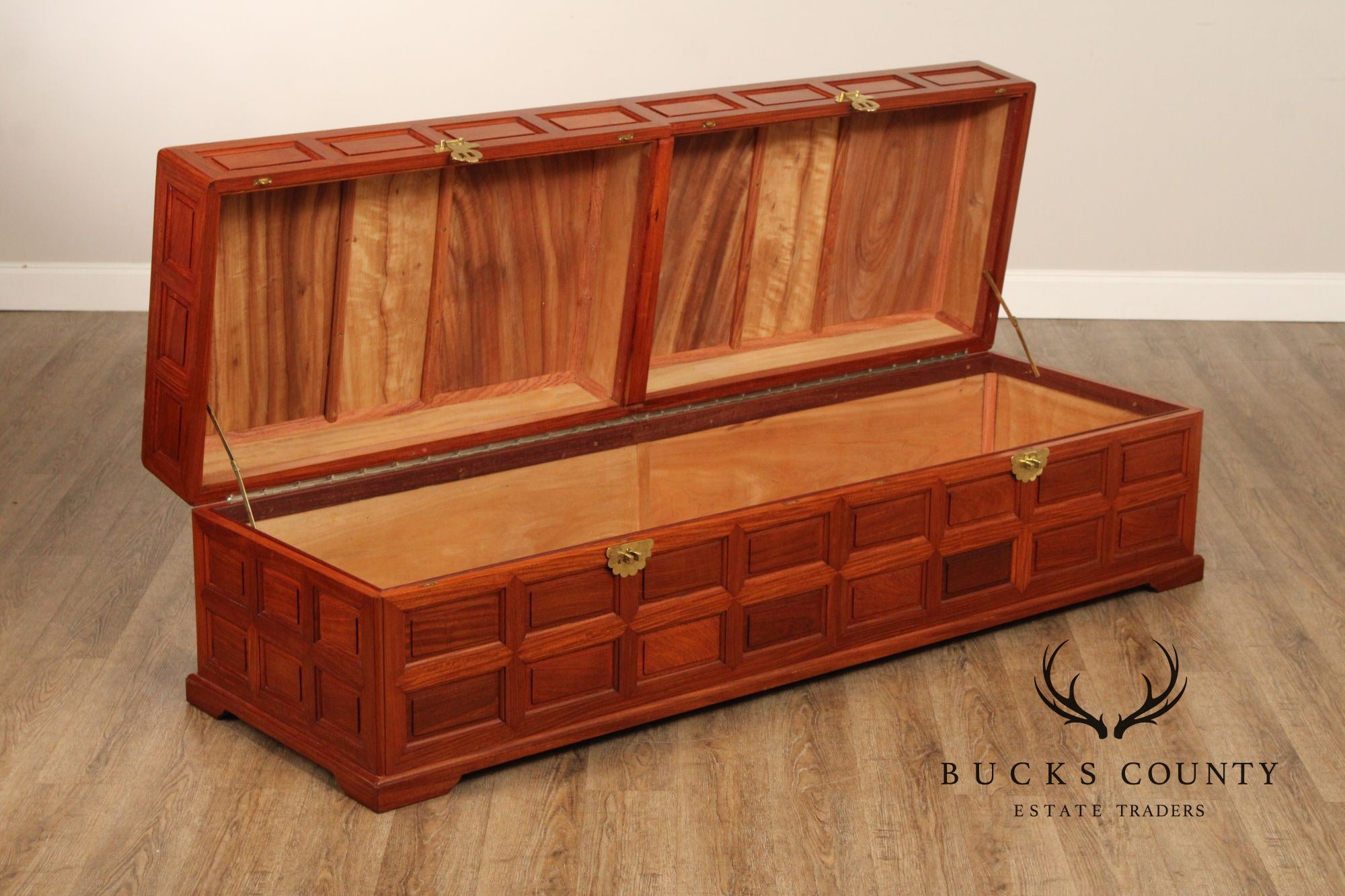 Chinese Rosewood Long Paneled Blanket Chest