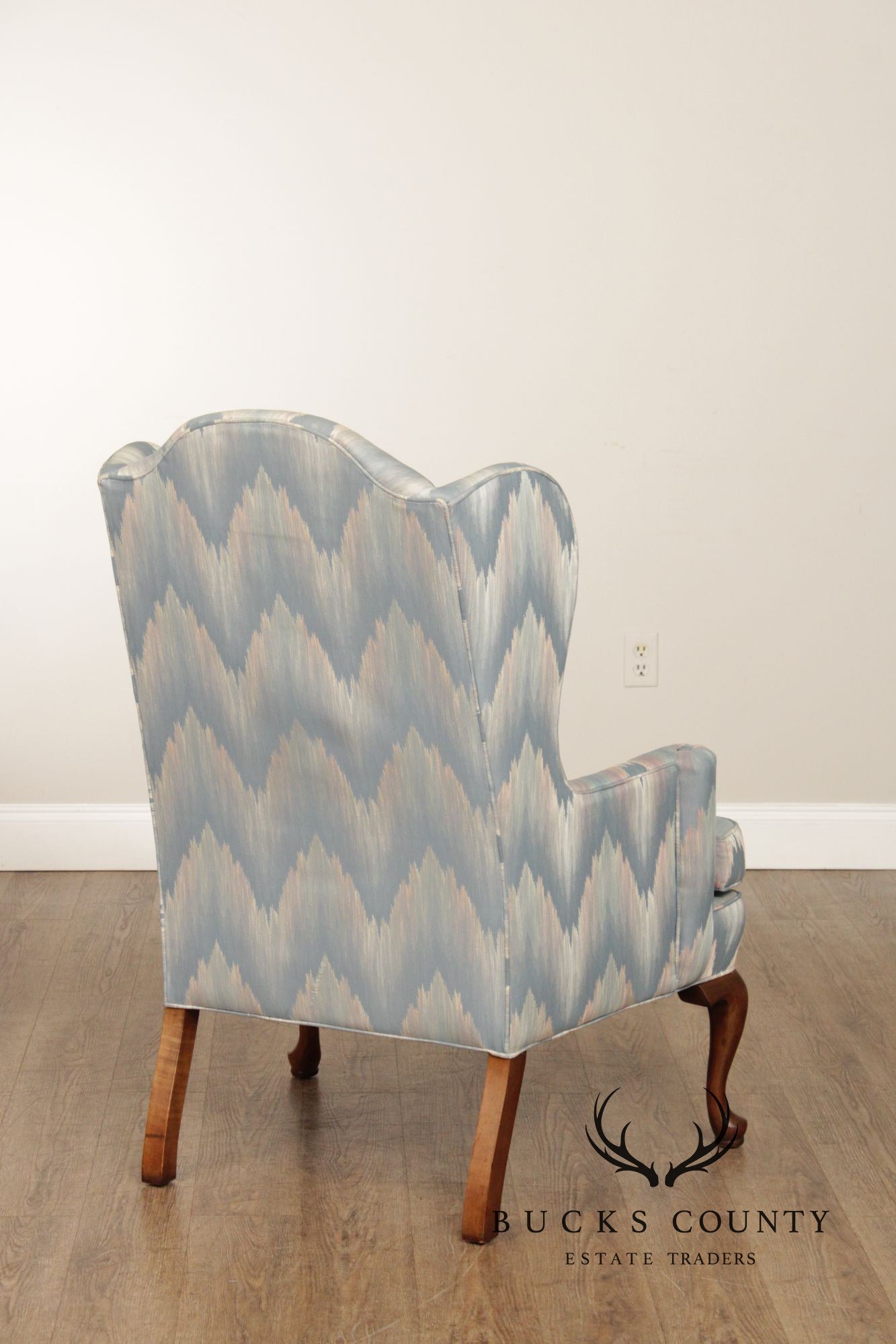 Ethan Allen Queen Anne Style Pair of Wingback Chairs