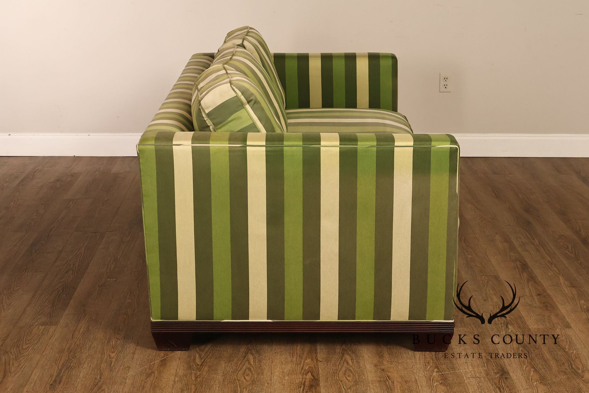 Baker Furniture Barbara Barry Reeded Base Three Cushion Sofa