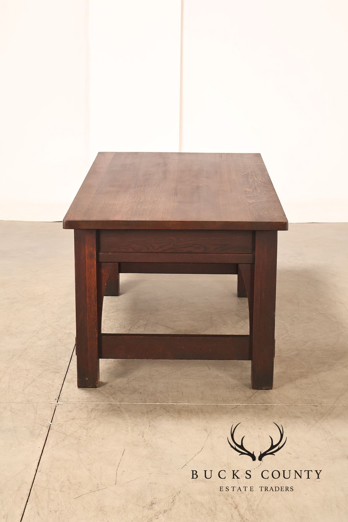 Early Gustav Stickley No. 460 Oak Library Table With Rare Hardware