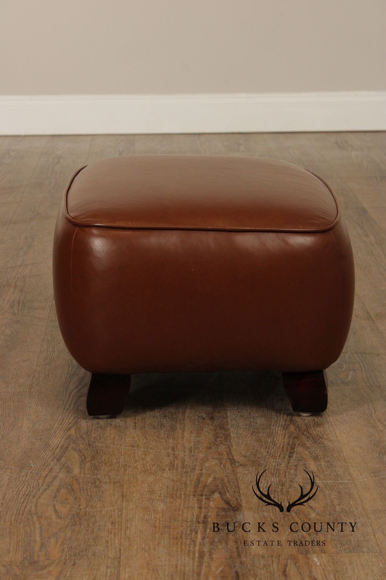 Precedent Traditional Pair of Leather Ottomans