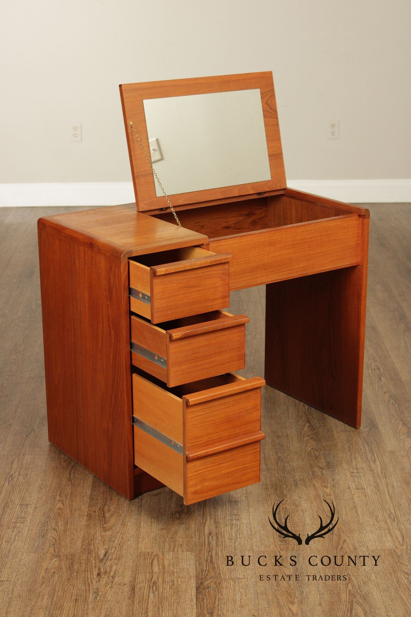 Schreiber’s Møbelfabrik Mid Century Danish Teak Vanity With Bench