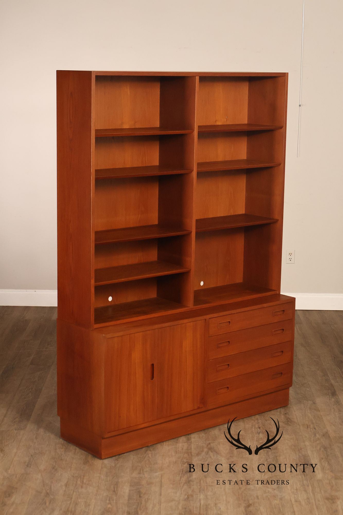 Danish Modern Teak Bookcase Hutch