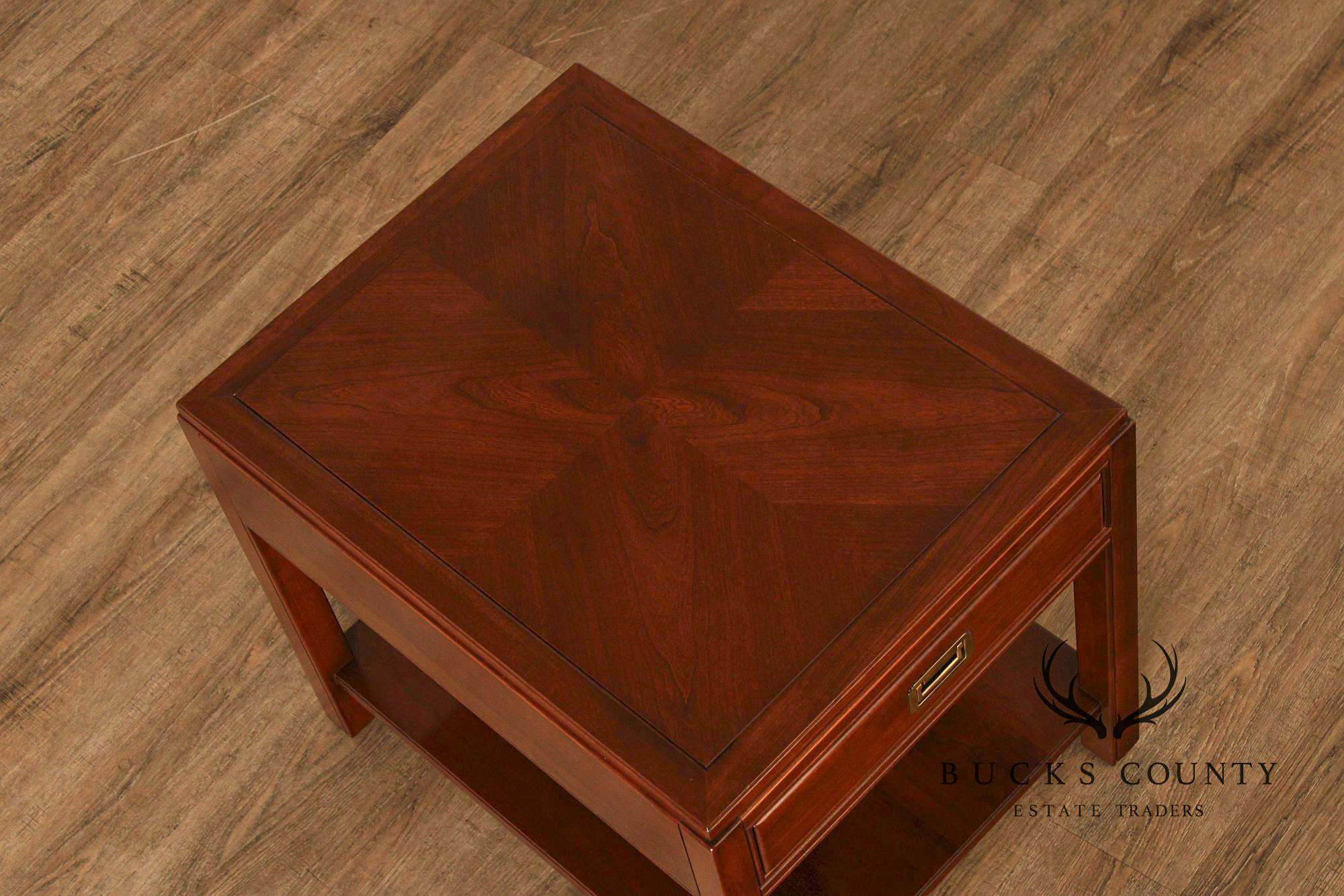 Ethan Allen Campaign Style Pair of End Tables