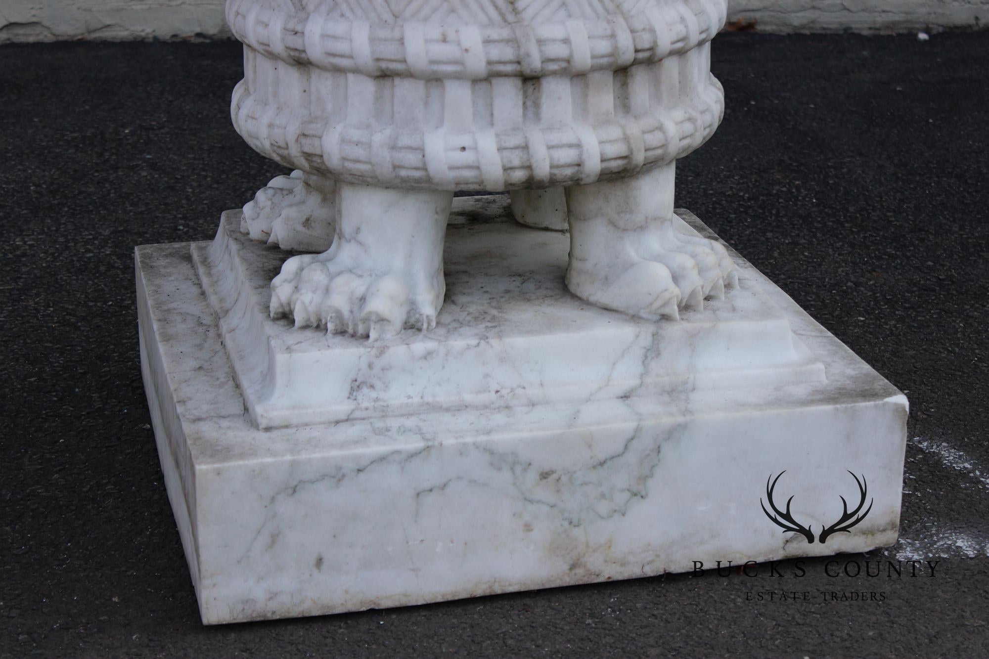 Georgian Style Large Vintage Carved Marble Garden Urn