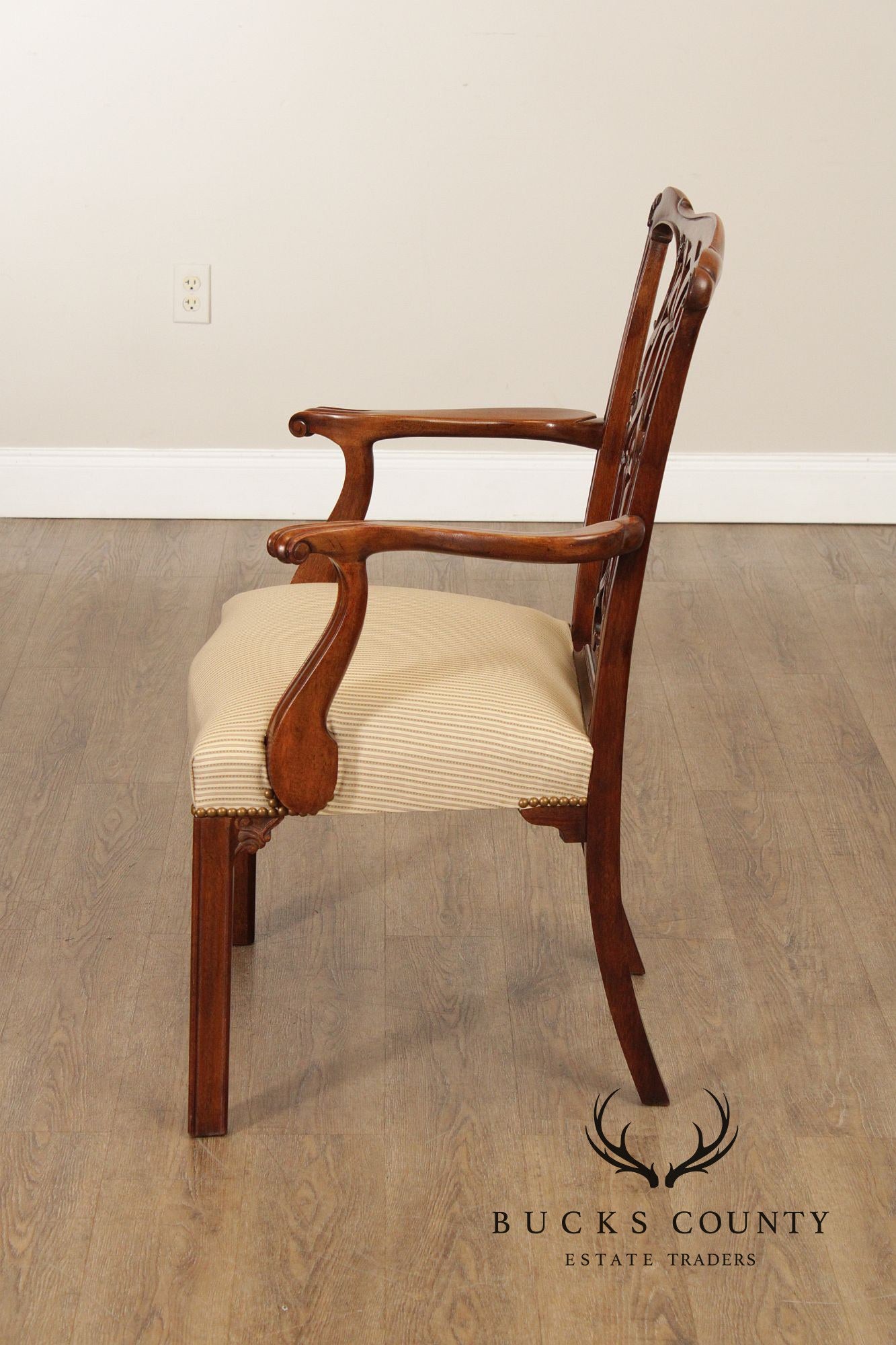 Baker Chippendale Style Set of Six Mahogany Dining Chairs