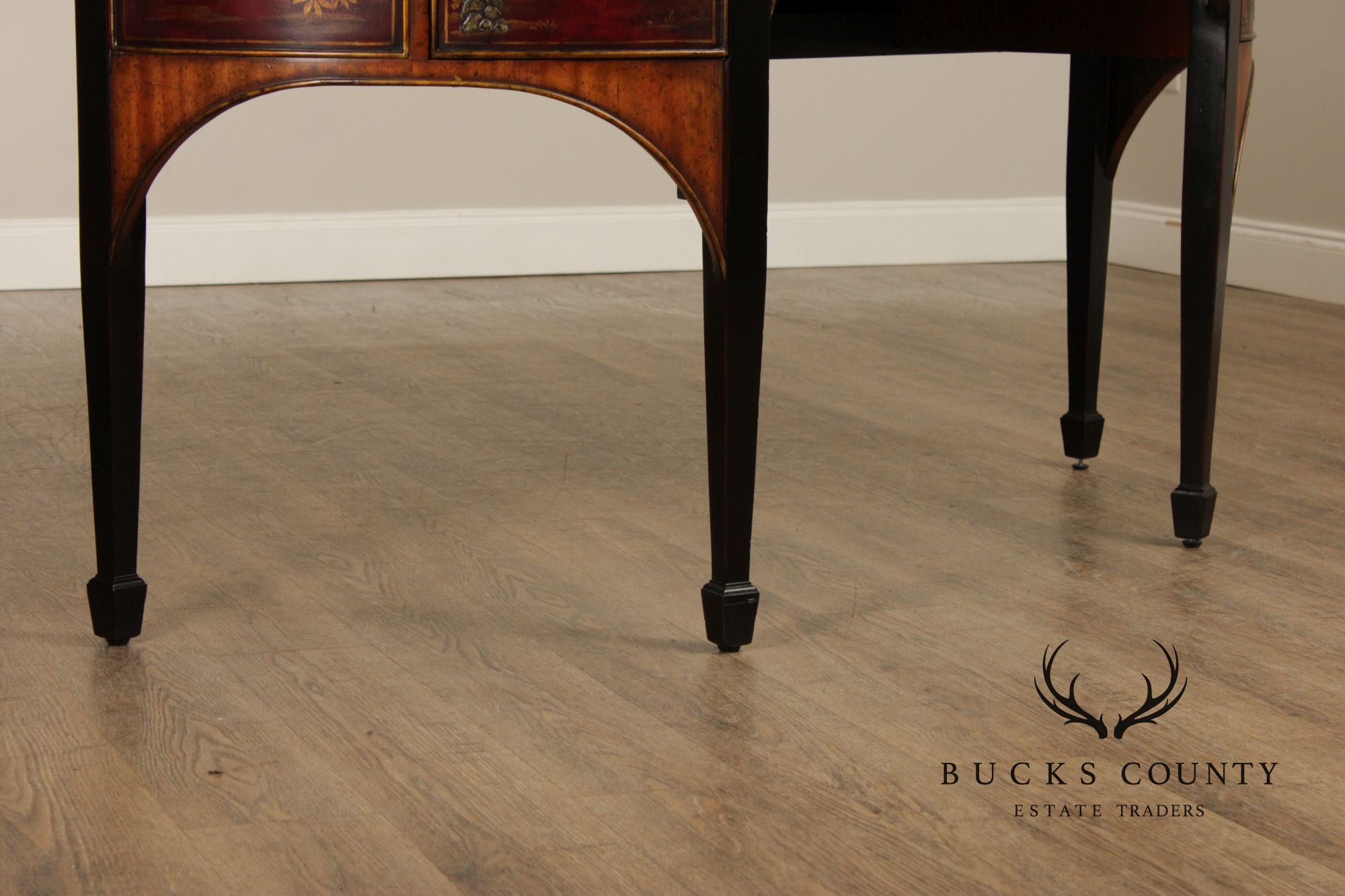 MAITLAND SMITH CHINOISERIE DECORATED DEMILUNE SIDEBOARD