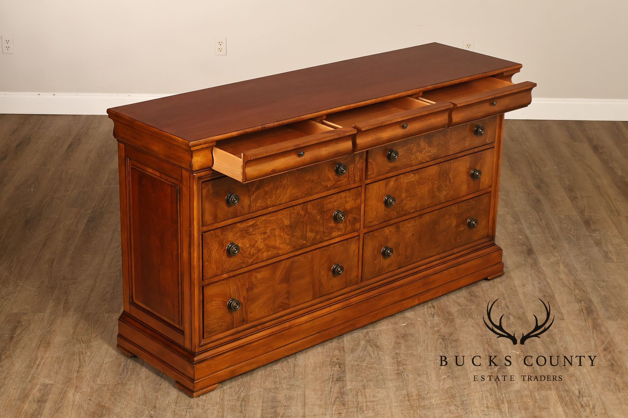Ethan Allen 'Townhouse' Burlwood Double Dresser