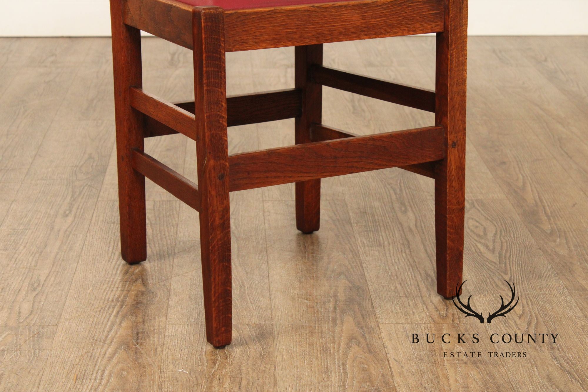 Gustav Stickley Antique Set Of Four Oak H-Back Dining Chairs