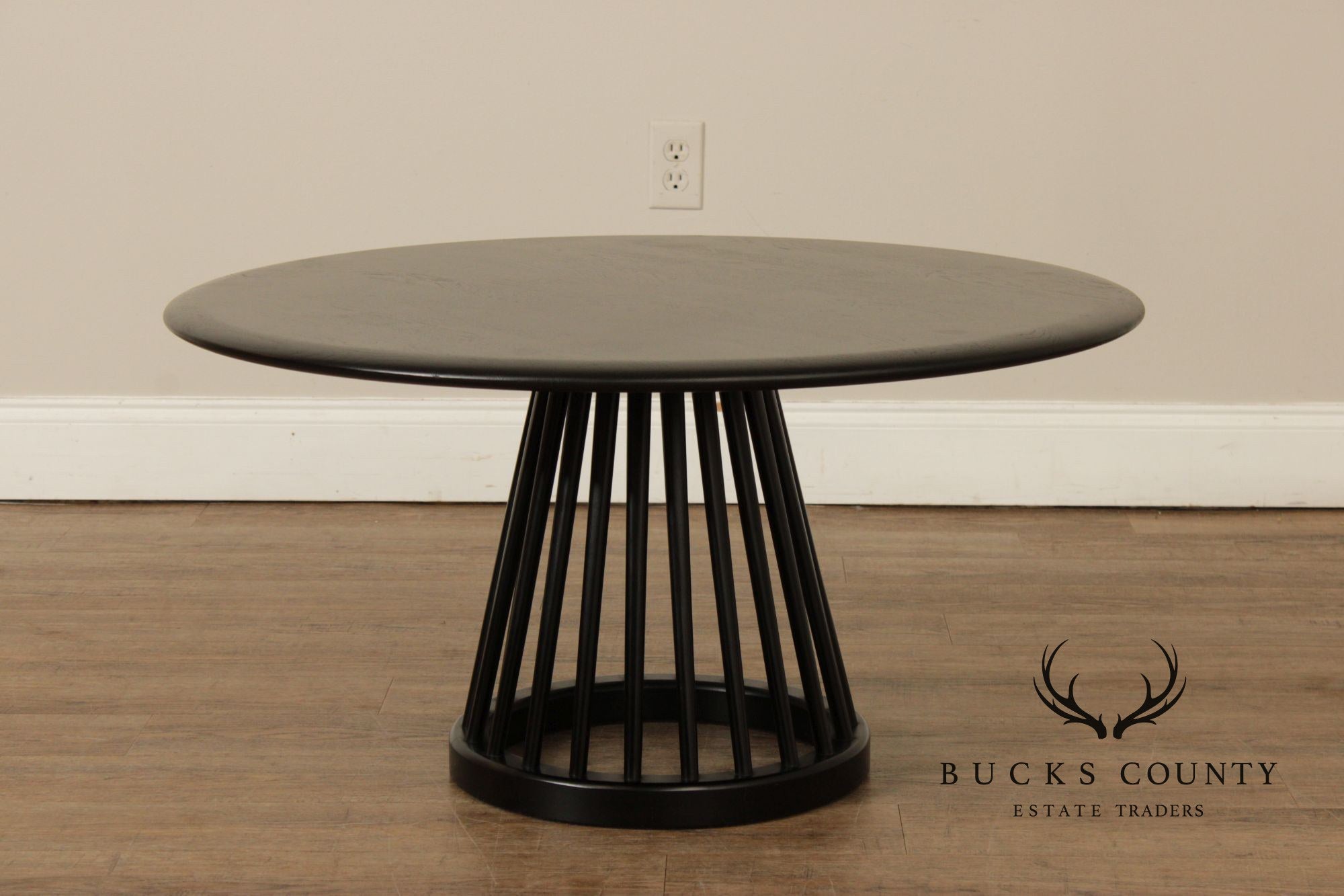 Tom Dixon Modern 'Fan' Oak Round Black Coffee Table