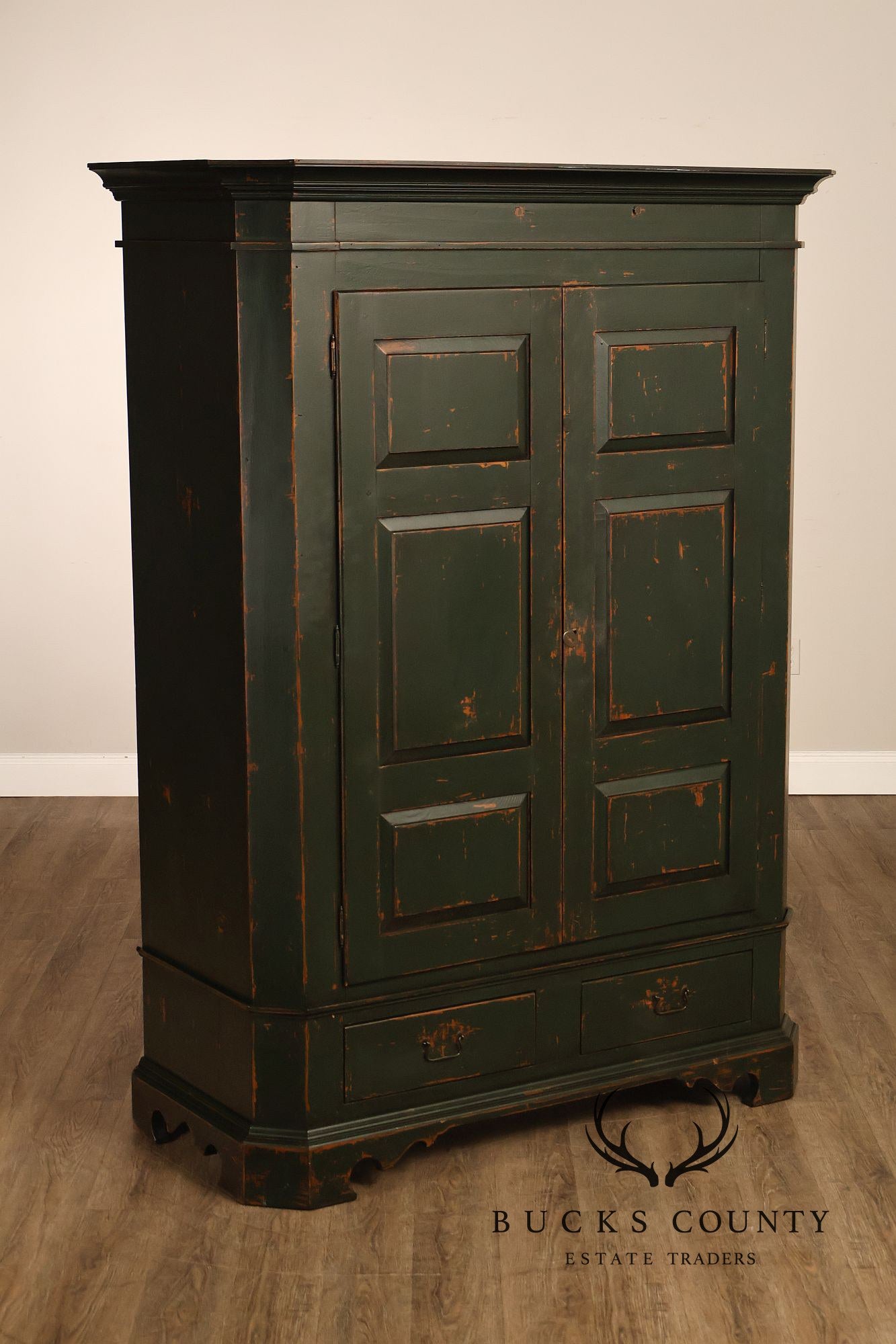 American Country Primitive Style Painted Linen Cabinet