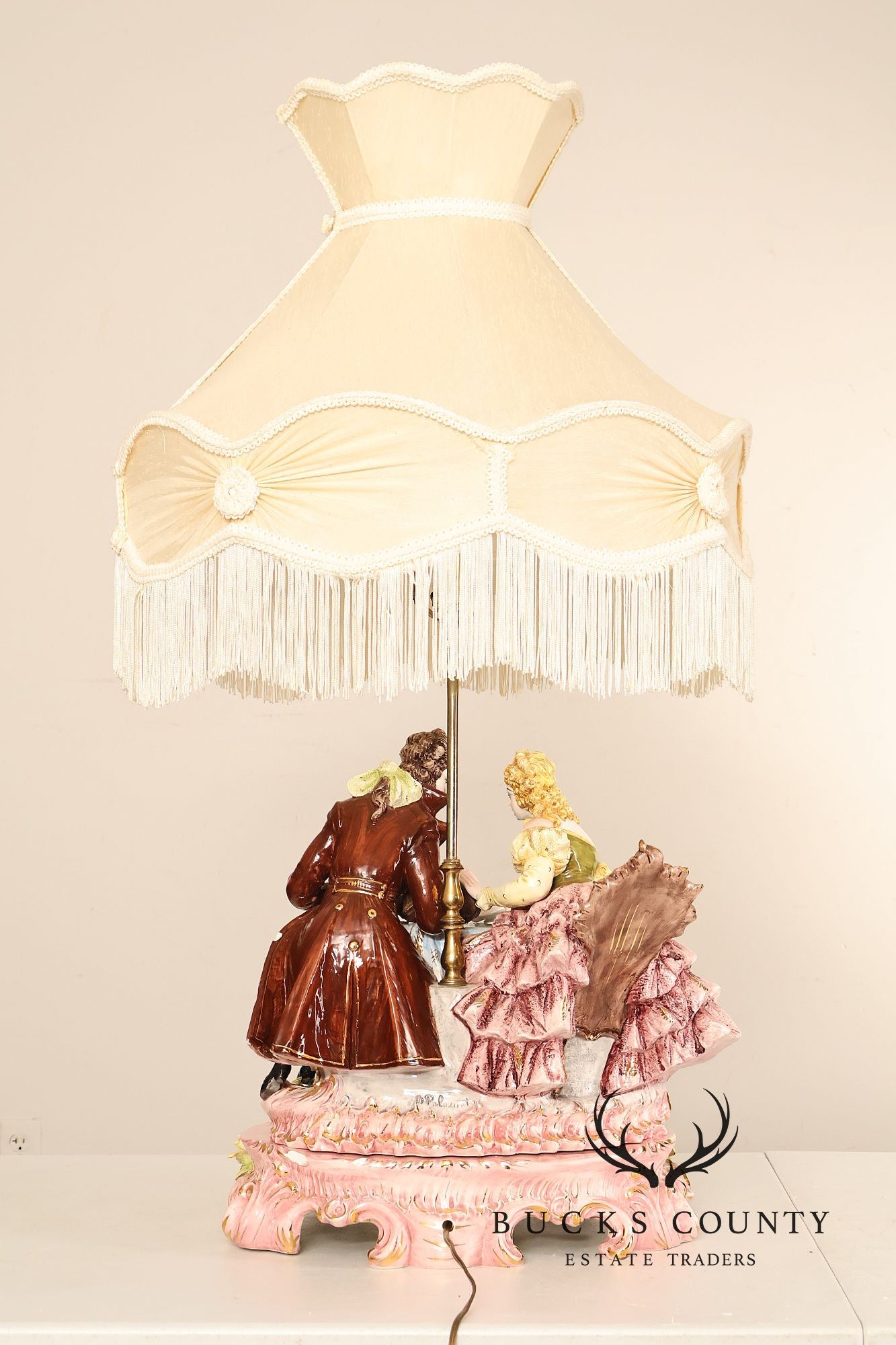 Italian Hand Painted Capodimonte Porcelain Table Lamp