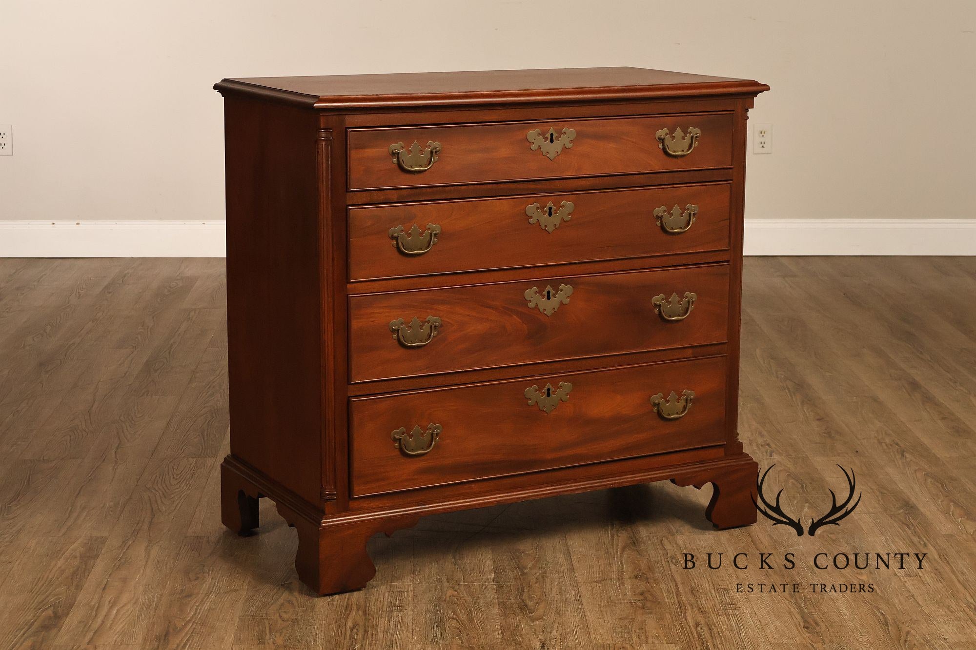 Custom Made 4 Drawer Mahogany Chippendale Style Chest of Drawers