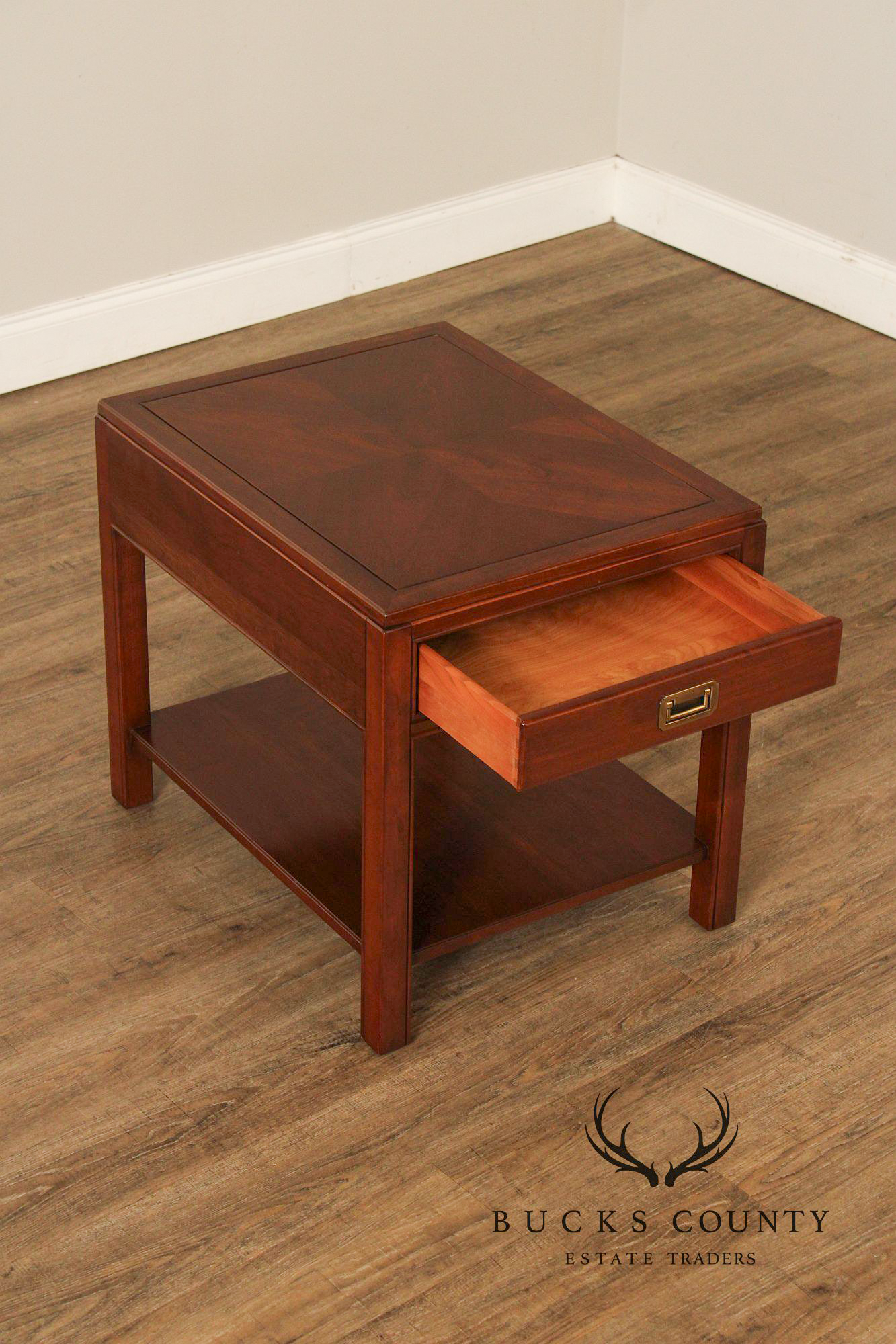 Ethan Allen Campaign Style Pair of End Tables