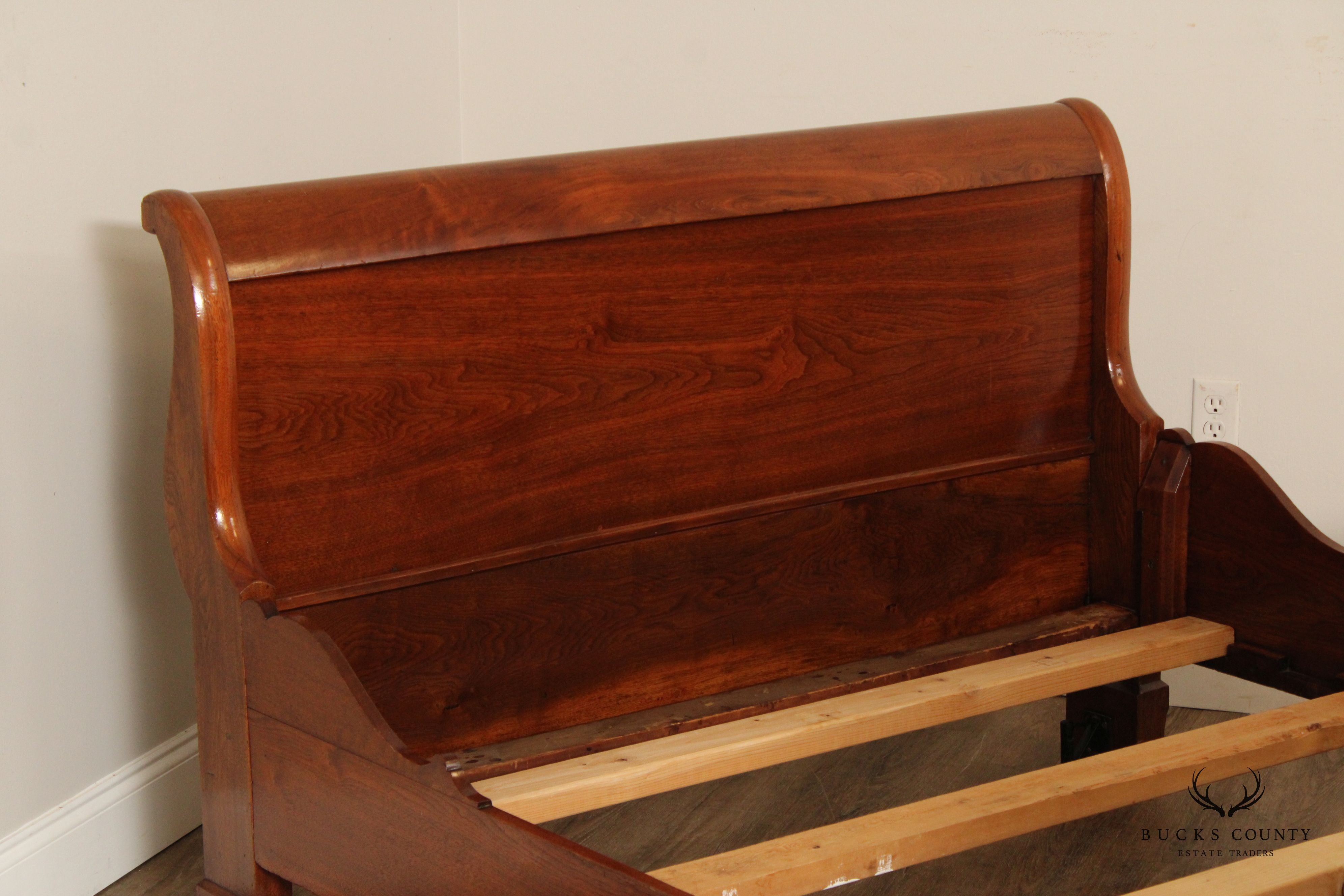 Antique Empire Full-Size Walnut Sleigh Bed