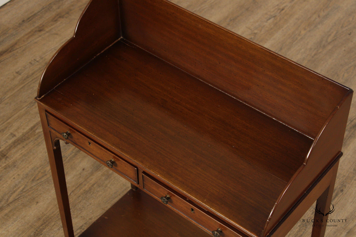 Georgian Style Mahogany Two-Drawer Server Console Table With Gallery