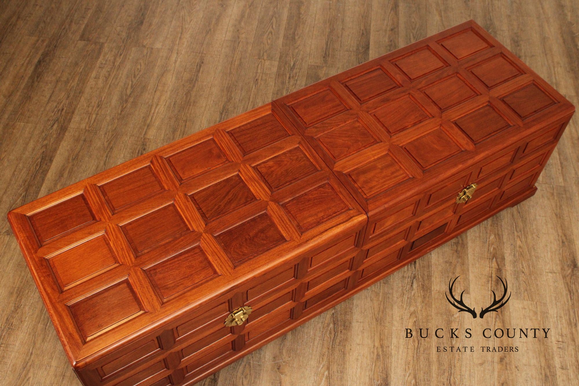 Chinese Rosewood Long Paneled Blanket Chest
