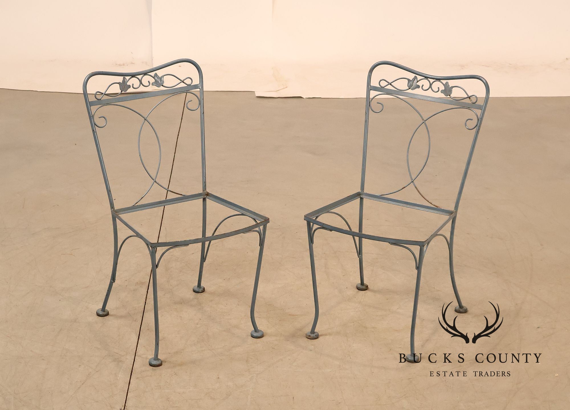 Vintage Ornamental Wrought Iron Three-Piece Patio Bistro Set