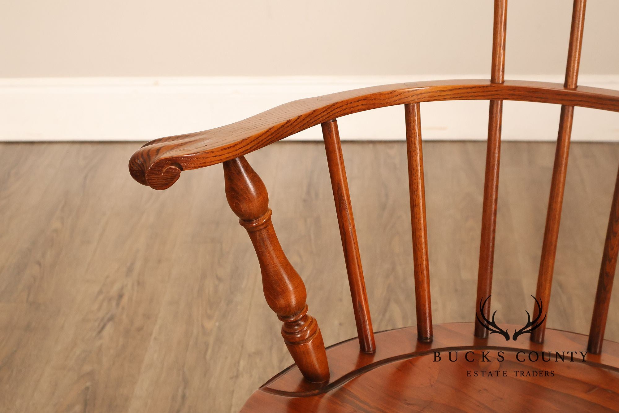 Nichols and Stone Pair of Oak Windsor Armchairs