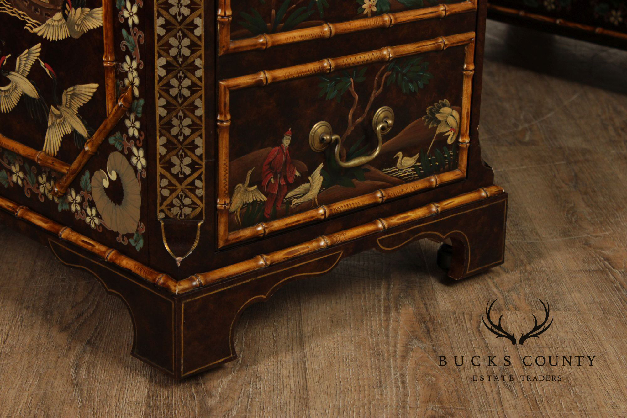John Widdicomb Chinoiserie Leather Top Executive Partner's Desk