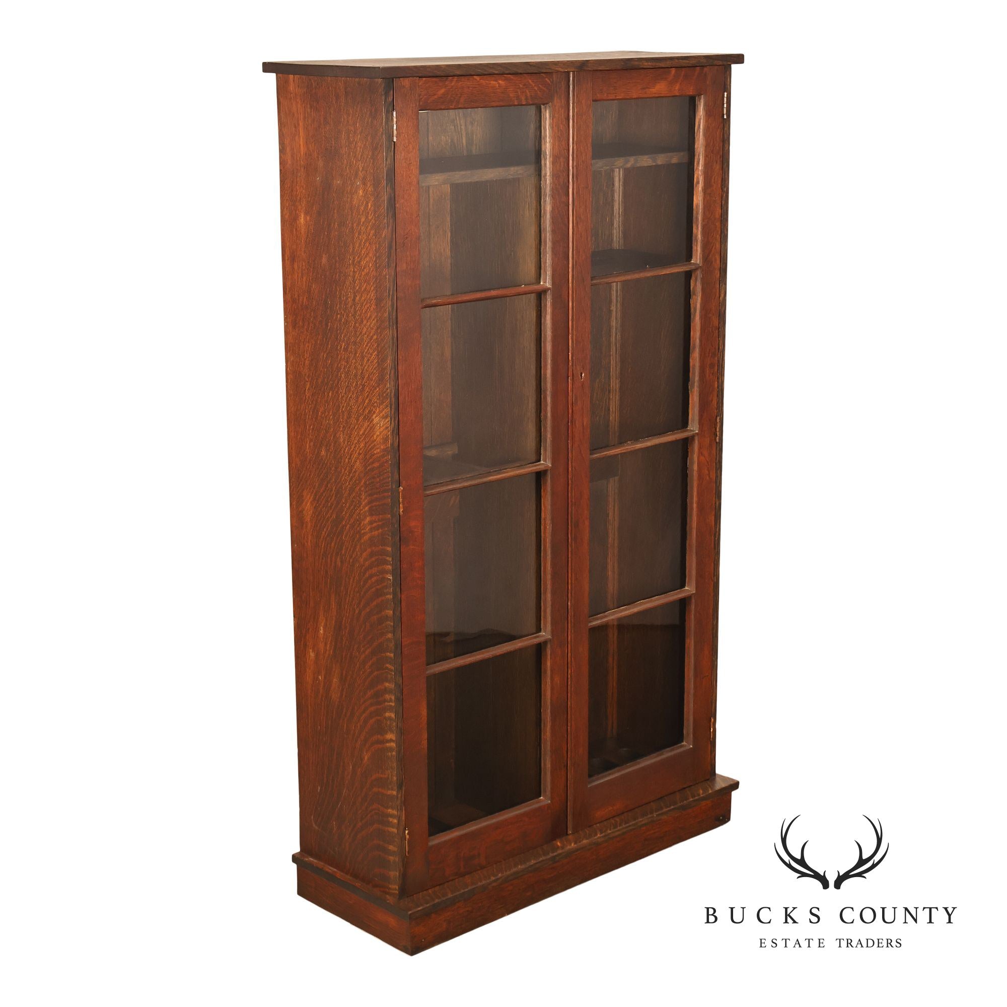 Antique Arts And Crafts Oak Two-Door Gun Cabinet