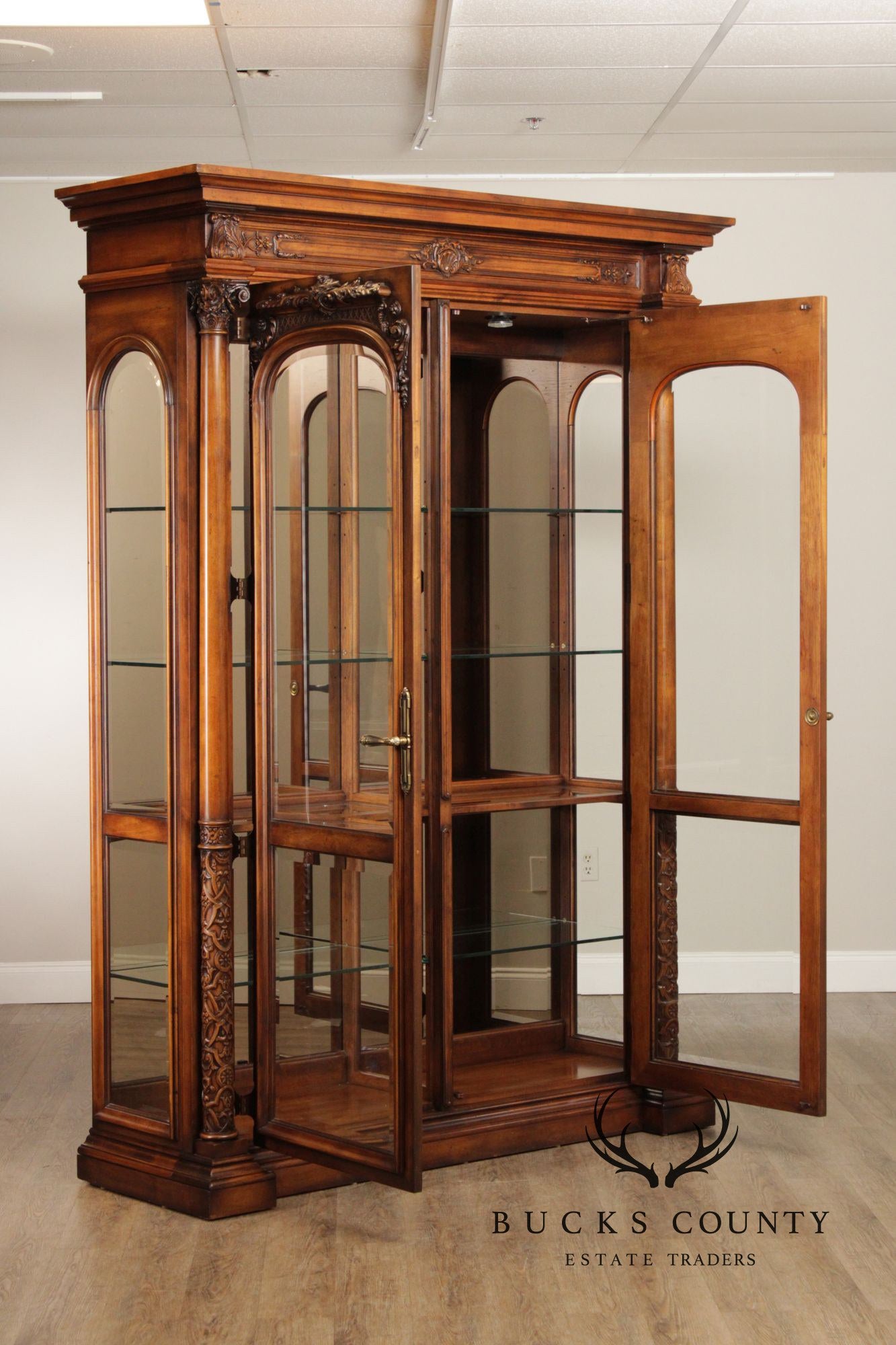 Henredon Monumental French Style Lighted Display Cabinet