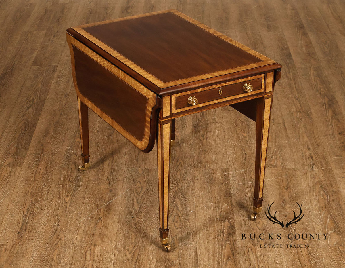 Henredon Historic Natchez Collection Mahogany And Burl Drop Leaf Pembroke Side Table