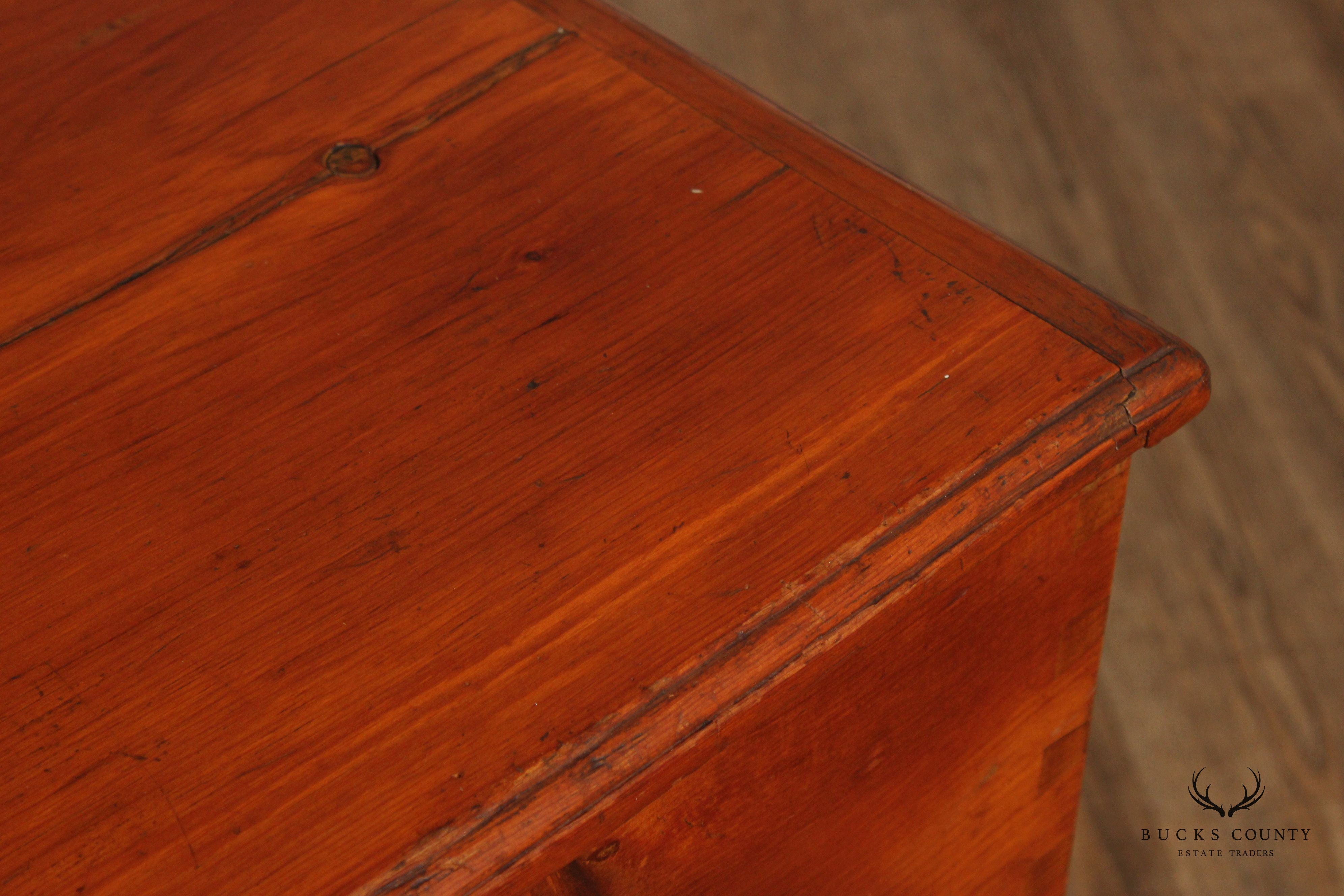 Antique Chippendale Large Two-Drawer Pine Blanket Chest