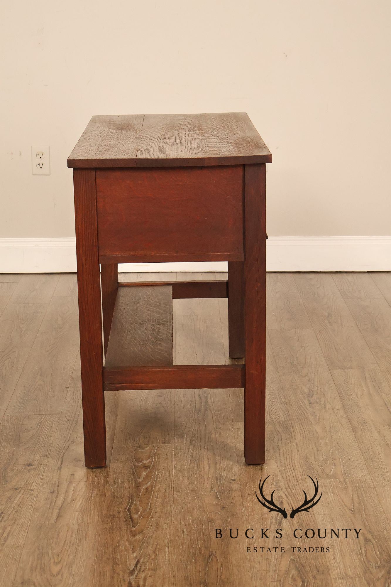 Antique Arts And Crafts Mission Oak Four Drawer Writing Desk